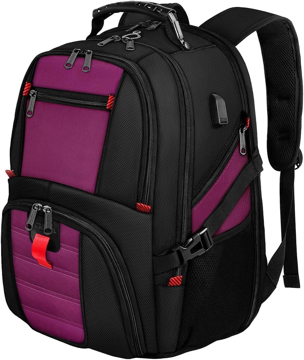 Main image of YOREPEK Travel Backpack, Extra Large 50L Laptop Backpacks for Men Women, Water Resistant College Backpack Airline Approved Business Work Bag with USB Charging Port Fits 17 Inch Computer, Purple