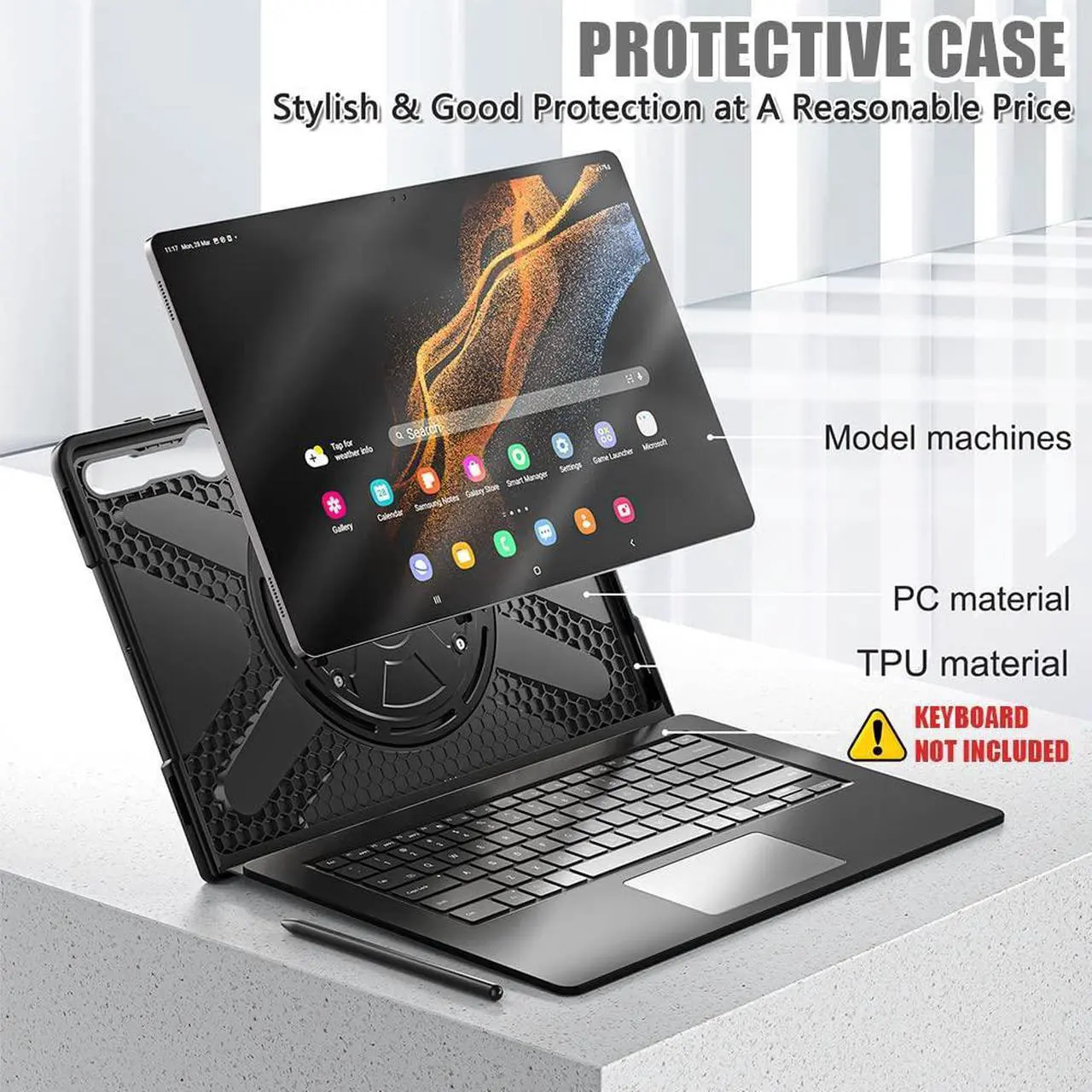 Alt view image 2 of 5 - ZenRich Samsung Galaxy Tab S10 Ultra 2024 /S9 Ultra 2023 /S8 Ultra 2022 Case 14.6 inch with S Pen Holder, Shockproof Rugged Case with [360 Degree Rotatable Kickstand][Hand Strap]