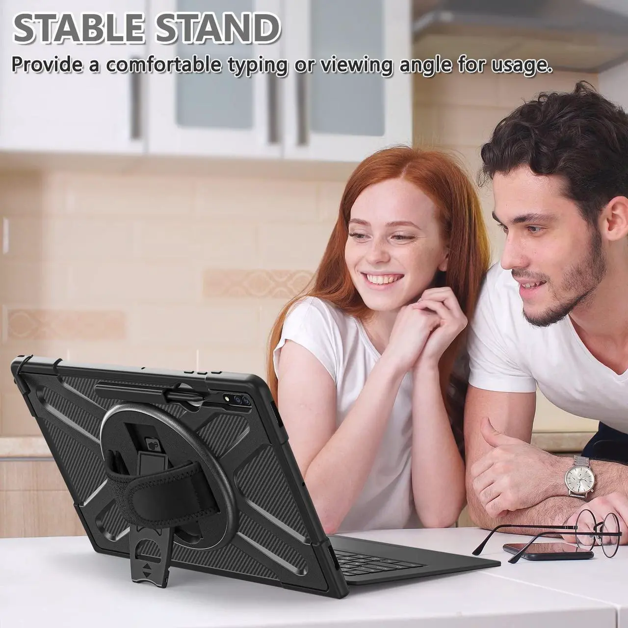 Alt view image 5 of 5 - ZenRich Samsung Galaxy Tab S10 Ultra 2024 /S9 Ultra 2023 /S8 Ultra 2022 Case 14.6 inch with S Pen Holder, Shockproof Rugged Case with [360 Degree Rotatable Kickstand][Hand Strap]