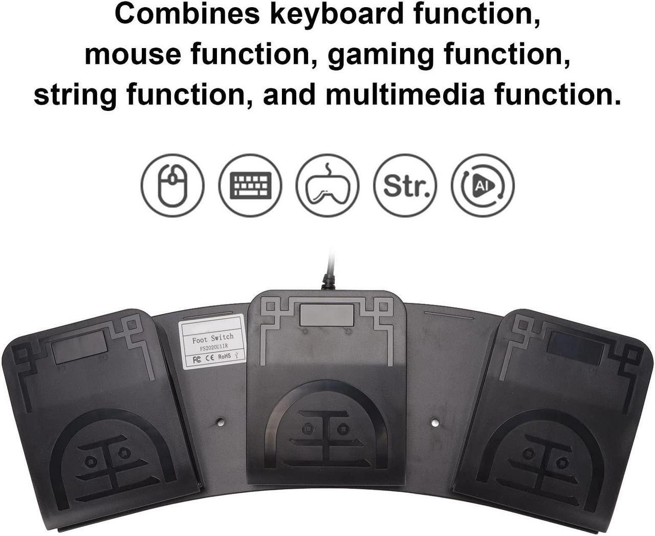 Alt view image 2 of 5 - USB Foot Switch,3 Key PC USB Triple Foot Switch Pedal,Three Program Computer Keyboard Mouse Game Action HID USB Foot Pedal,Support MIDI Multifunction Ergonomic Sensitive