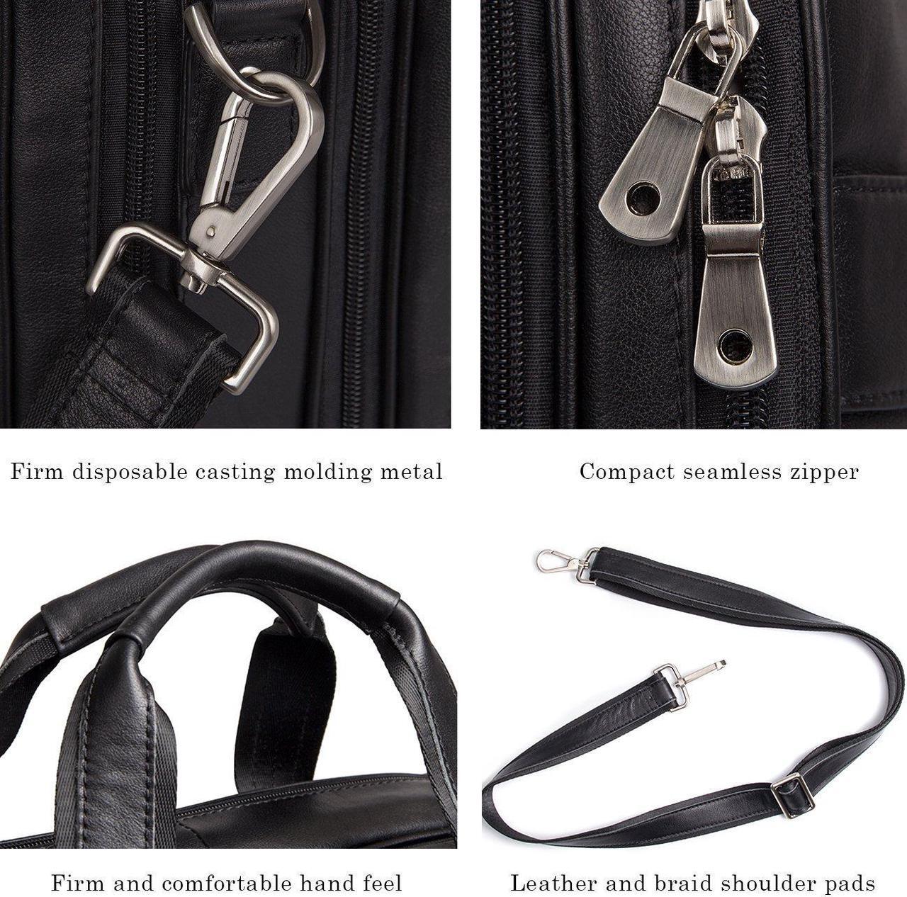 Alt view image 5 of 5 - Augus Leather Briefcase Business Travel Genuine Leather Duffel Bags for Men Laptop Bag fits 17 inches Laptop With YKK Zipper