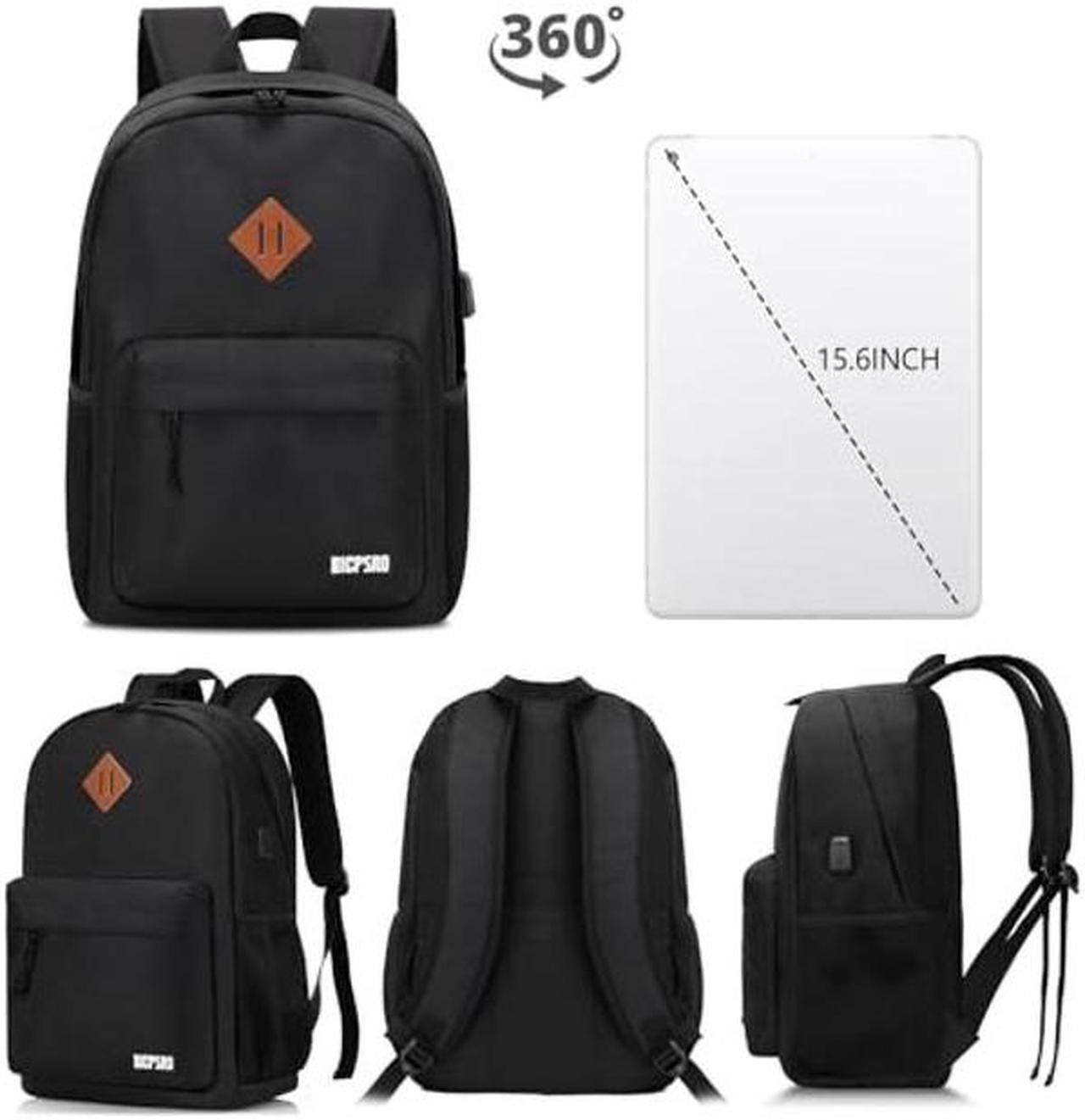 Alt view image 3 of 5 - BICPSRO Backpack for Women Men, Lightweight School Backpack for Girls Boys Teens, 17.3 Inch Laptop Daily Use back pack with USB Charger, College High School Bookbag mochilas para hombres, Black