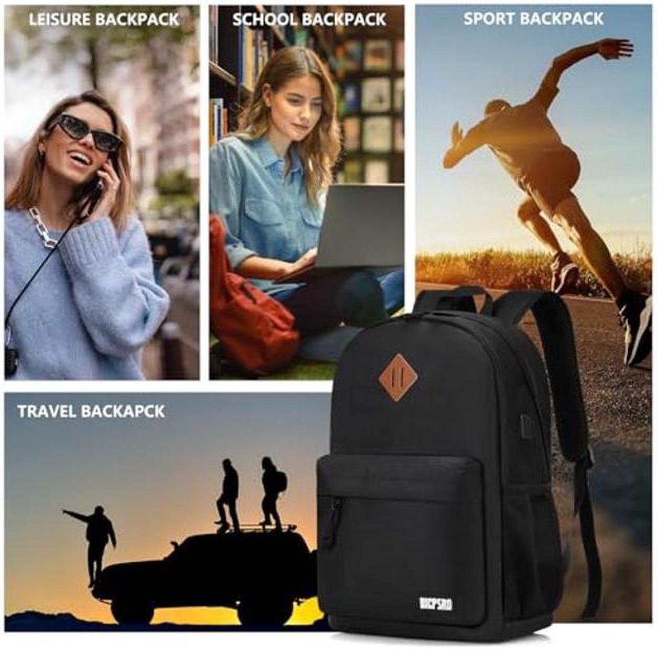 Alt view image 5 of 5 - BICPSRO Backpack for Women Men, Lightweight School Backpack for Girls Boys Teens, 17.3 Inch Laptop Daily Use back pack with USB Charger, College High School Bookbag mochilas para hombres, Black