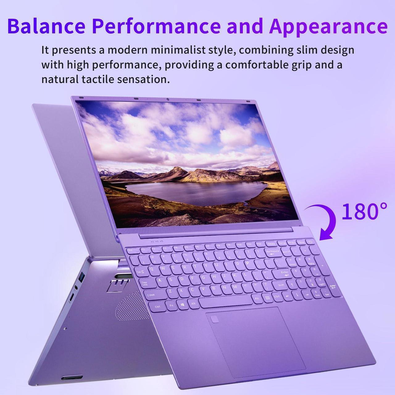 Alt view image 3 of 4 - BINTEC Laptop Computer,16 Inch Narrow Bezels FHD IPS Display,Intel N95 (Up to 3.4Ghz),12GB DDR5,Windows 11 Laptop with Quad-Core,Color Backlit KB/Fingerprint Unlock/USB/Bluetooth(Purple/256GB)