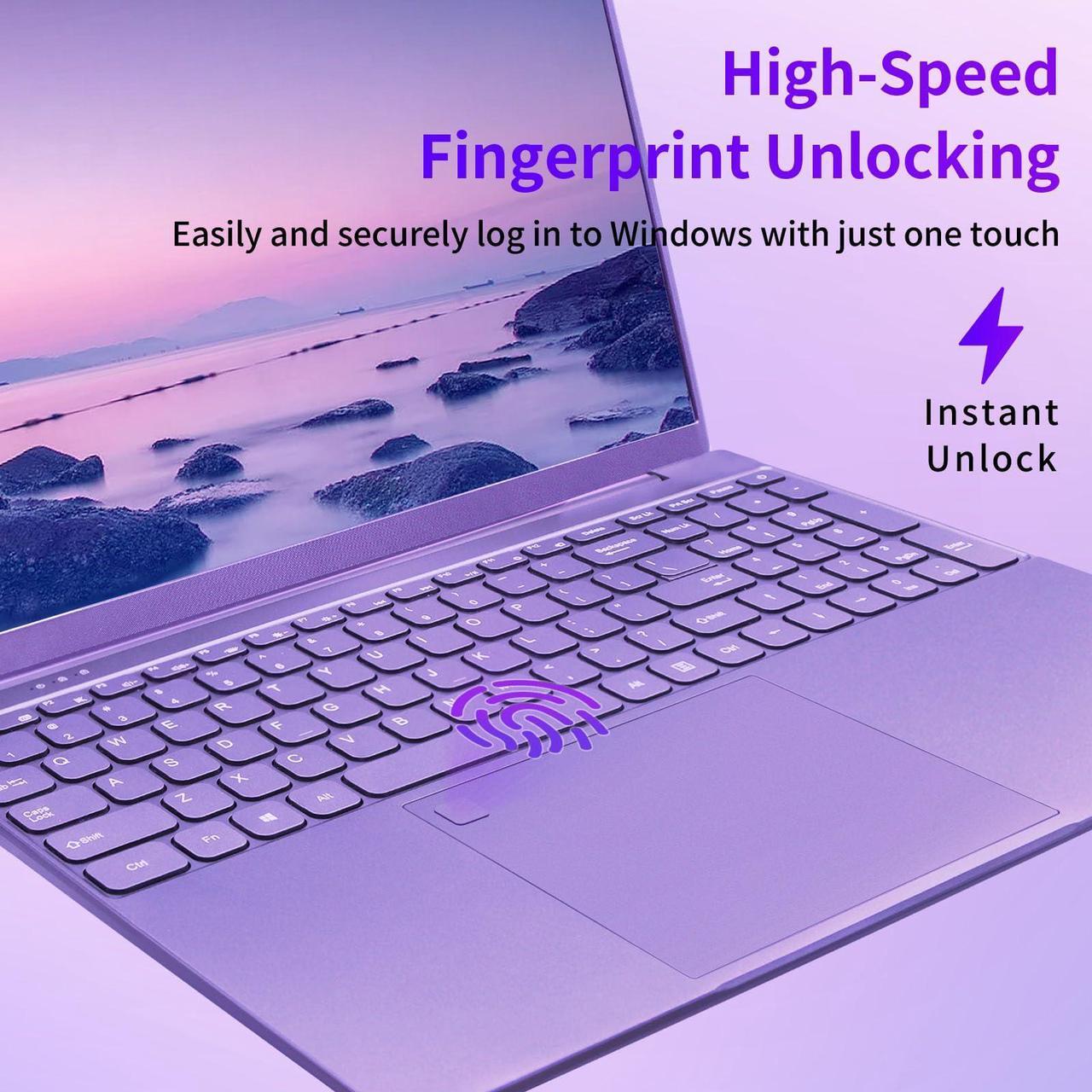 Alt view image 4 of 4 - BINTEC Laptop Computer,16 Inch Narrow Bezels FHD IPS Display,Intel N95 (Up to 3.4Ghz),12GB DDR5,Windows 11 Laptop with Quad-Core,Color Backlit KB/Fingerprint Unlock/USB/Bluetooth(Purple/256GB)