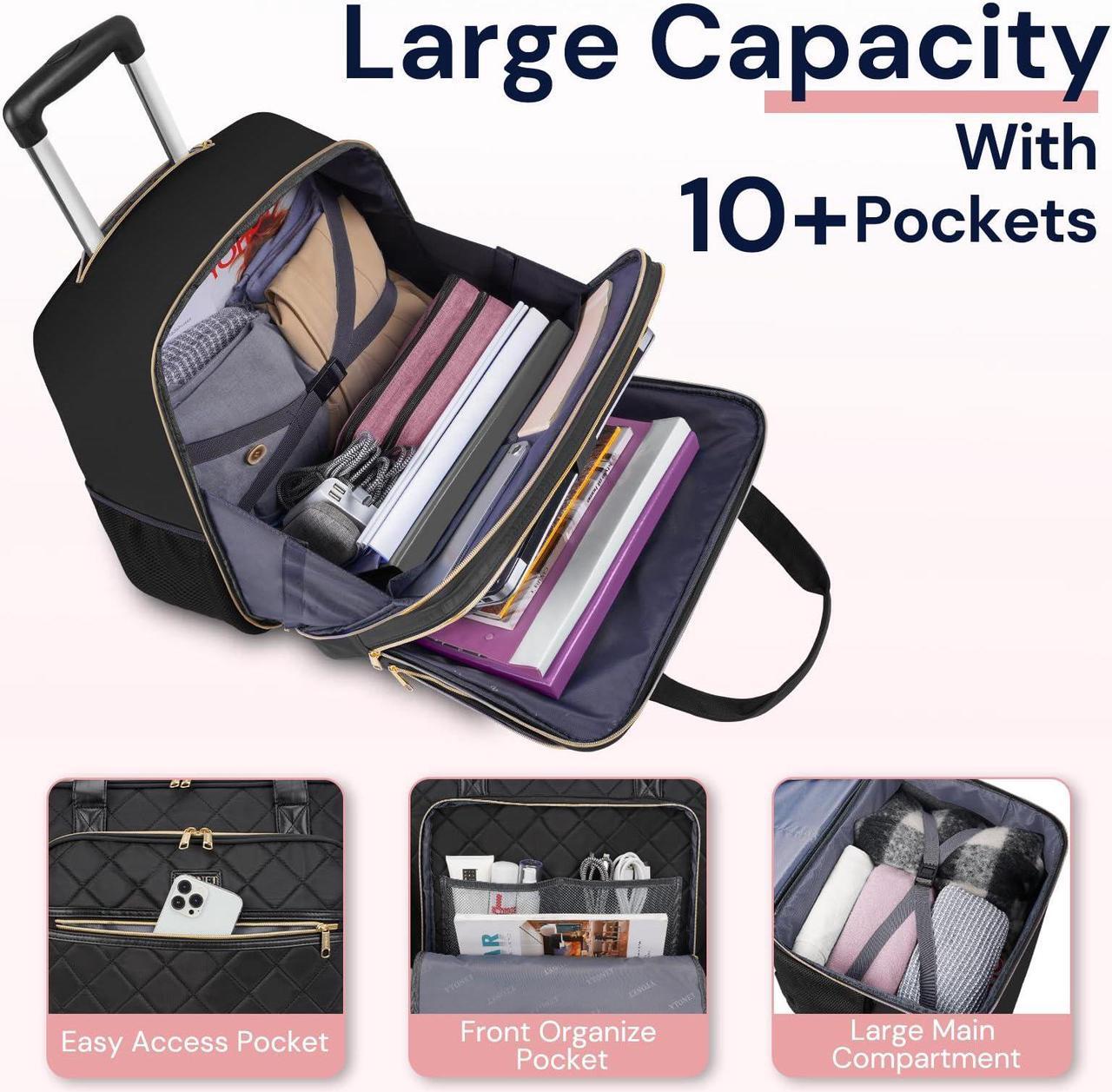 Alt view image 4 of 5 - Ytonet Rolling Laptop Bag Women, Rolling Briefcase for Women, 17.3 Inch Laptop Bag with Wheels Rolling Computer Bag Laptop Case for Work Travel College Business Wife Mom Teacher, Black