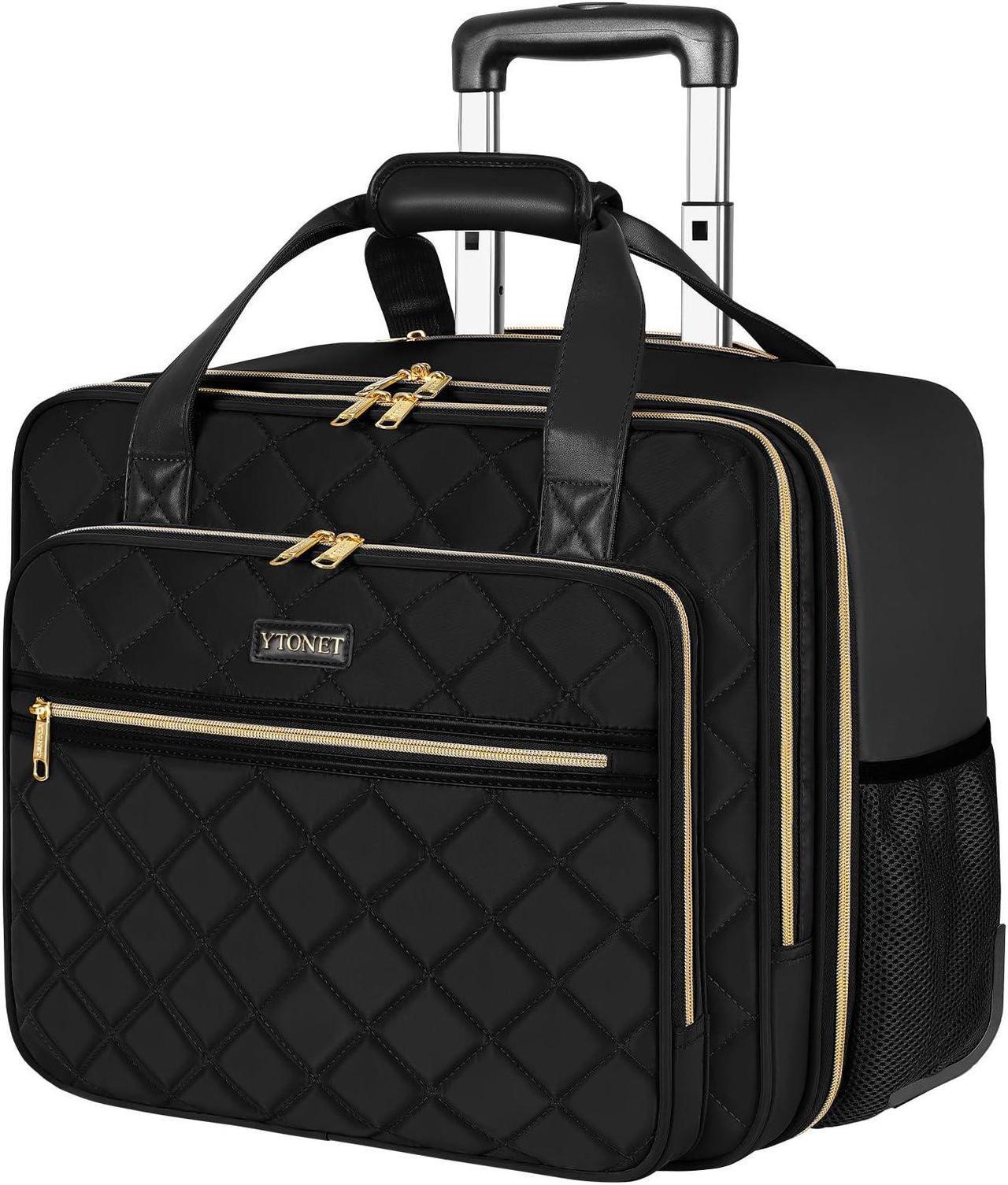 Main image of Ytonet Rolling Laptop Bag Women, Rolling Briefcase for Women, 17.3 Inch Laptop Bag with Wheels Rolling Computer Bag Laptop Case for Work Travel College Business Wife Mom Teacher, Black