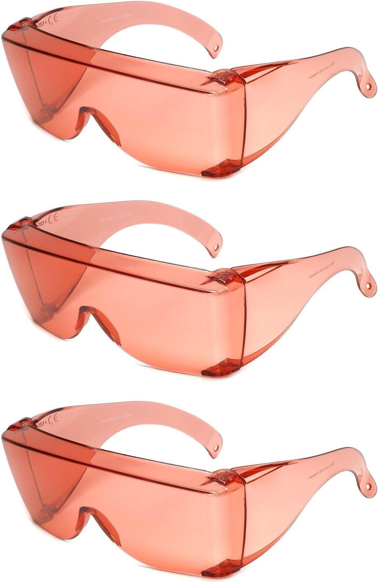 Main image of Calabria 3000 3 Pack FL41 Pink Fitover Safety Glasses Wear Over Prescription Glasses, Migraine Glasses FL-41 Light Sensitivity Women Men Indoor Outdoor Blue Light Blocker Over Glasses Eye Protection