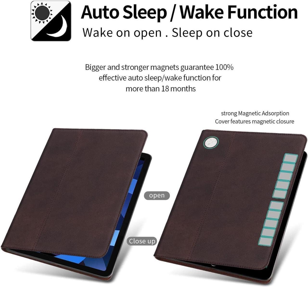 Alt view image 3 of 5 - Gexmil Genuine Leather Case for iPad Air 13 Inch M2 2024 with Pencil Holder,Protective Shockproof Smart Premium Leather Folio Cover Adjustable Stand Auto Sleep/Wake Anti-Slip, Sanded Brown