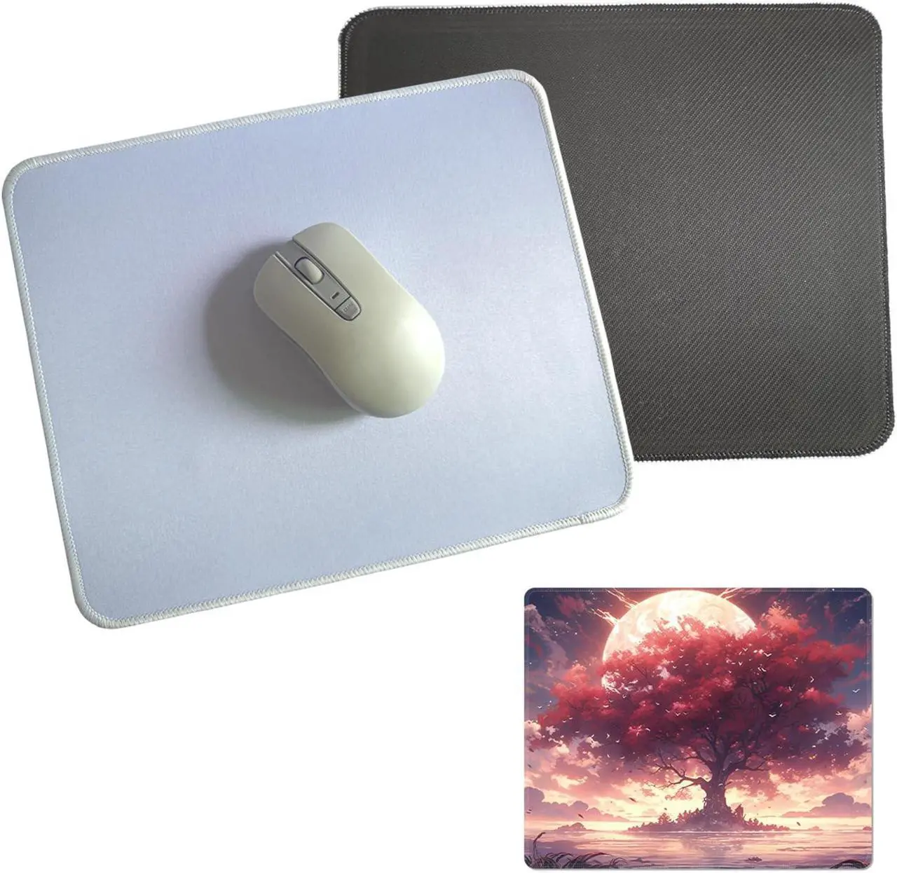 Main image of Sublimation Mouse Pads Blanks, 20 pcs Bulk White Mouse Mat with Anti-Slip Rubber Base and Stitched Edges, Easy Gliding, Heat Press Printing Crafts Accessory, Personalized DIY Custom Desk Gaming Mat