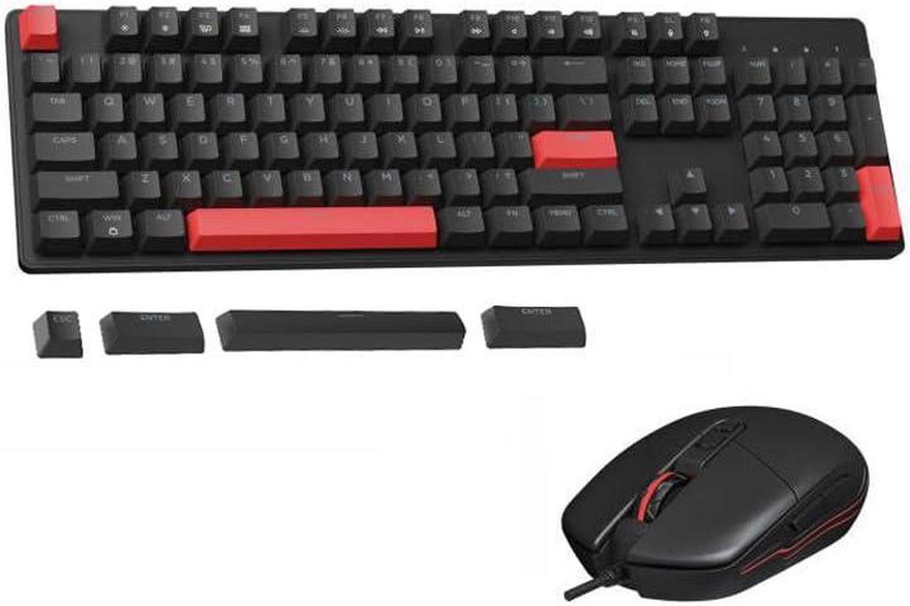 Main image of LEMOKEY X2 QMK/VIA Custom Gaming Keyboard and Mouse Combo, Programmable 104 Keys Full Size Layout Gasket Mount, Red Backlight Wired Mechanical Keyboard with Red Switches for Mac/Windows/Linux