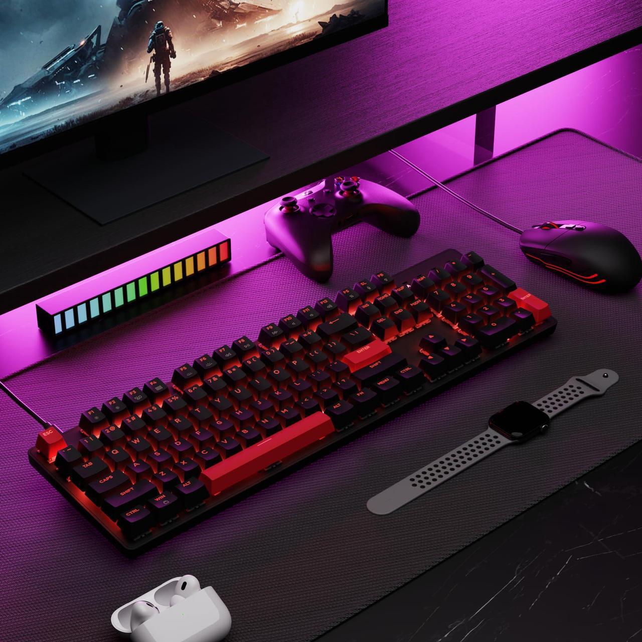 Alt view image 2 of 5 - LEMOKEY X2 QMK/VIA Custom Gaming Keyboard and Mouse Combo, Programmable 104 Keys Full Size Layout Gasket Mount, Red Backlight Wired Mechanical Keyboard with Red Switches for Mac/Windows/Linux