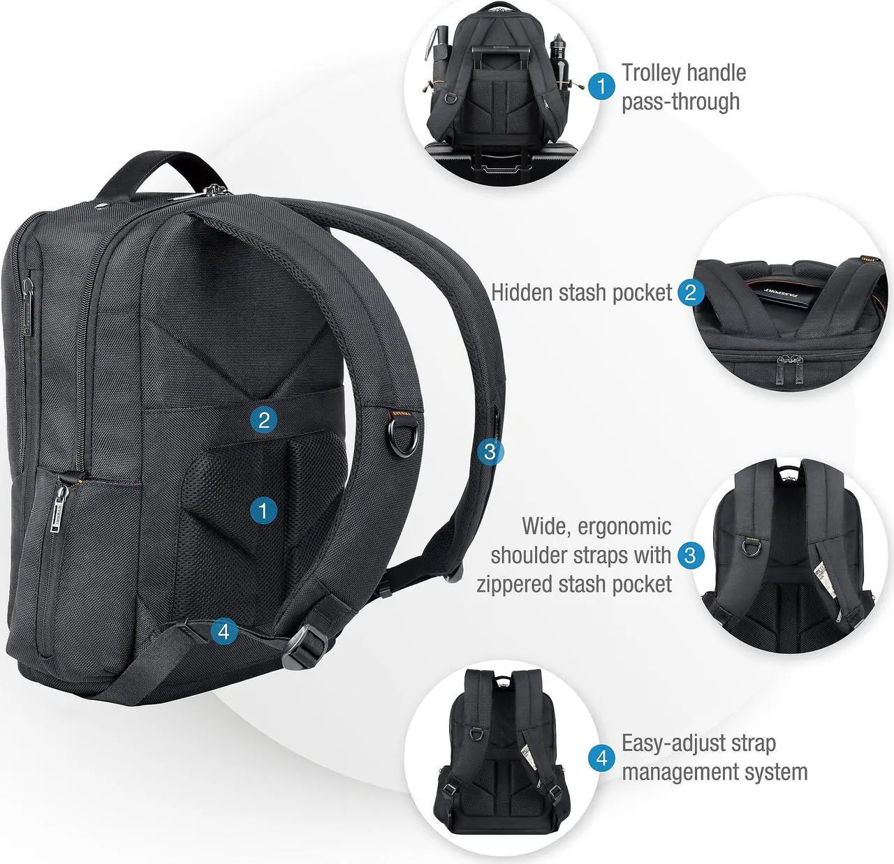Alt view image 5 of 5 - Everki Studio Expandable 15 Inch MacBook & Laptop Backpack for Men & Women, Travel Friendly Backpack, Professional Office Backpack for Men, Bookbag and Computer Backpack, Offers 26L Capacity - Black