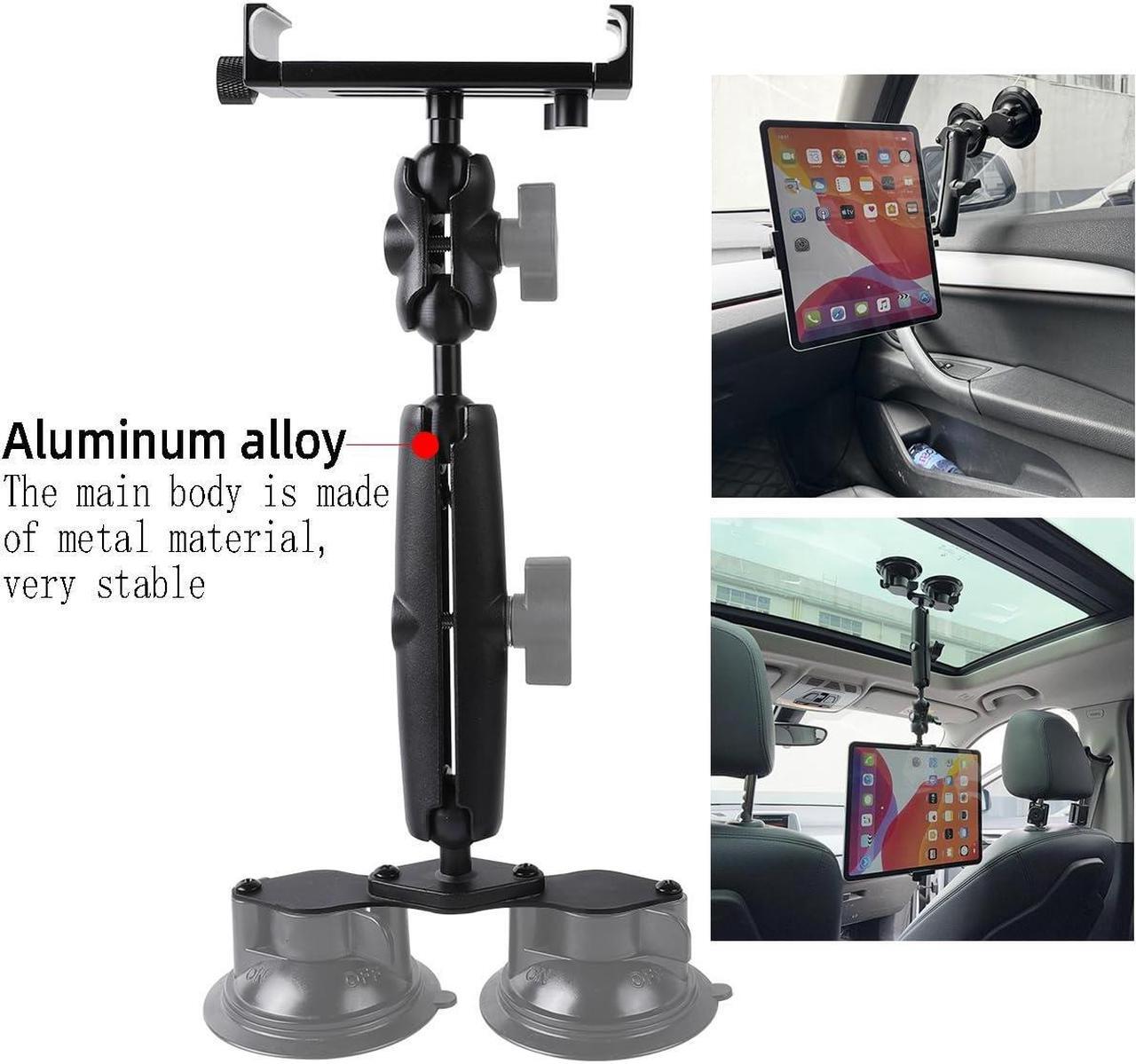 Alt view image 3 of 5 - Aluminum Tablet Holder for All iPad, 360deg adjustable Secure Double Suction Cup Mount for Car Truck Windshield,Sunroof, Compatible with iPad Pro 12.9 Mini Air, Galaxy Tabs and 4.7-15" Tablets