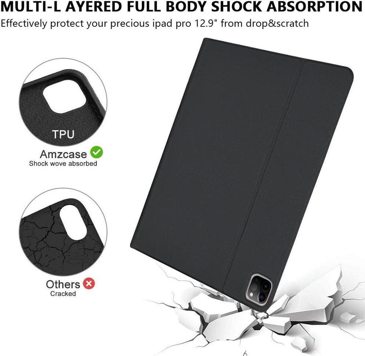 Alt view image 3 of 5 - aMZCaSE for iPad 13-inch M2(2024) Pro 12.9 Case with Keyboard for iPad Pro 12.9 inch(6th,5th,Gen),Bluetooth Magnetic Detachable Wireless Keyboard and Pencil Holder for iPad Air 13 inch Keyboard,Black
