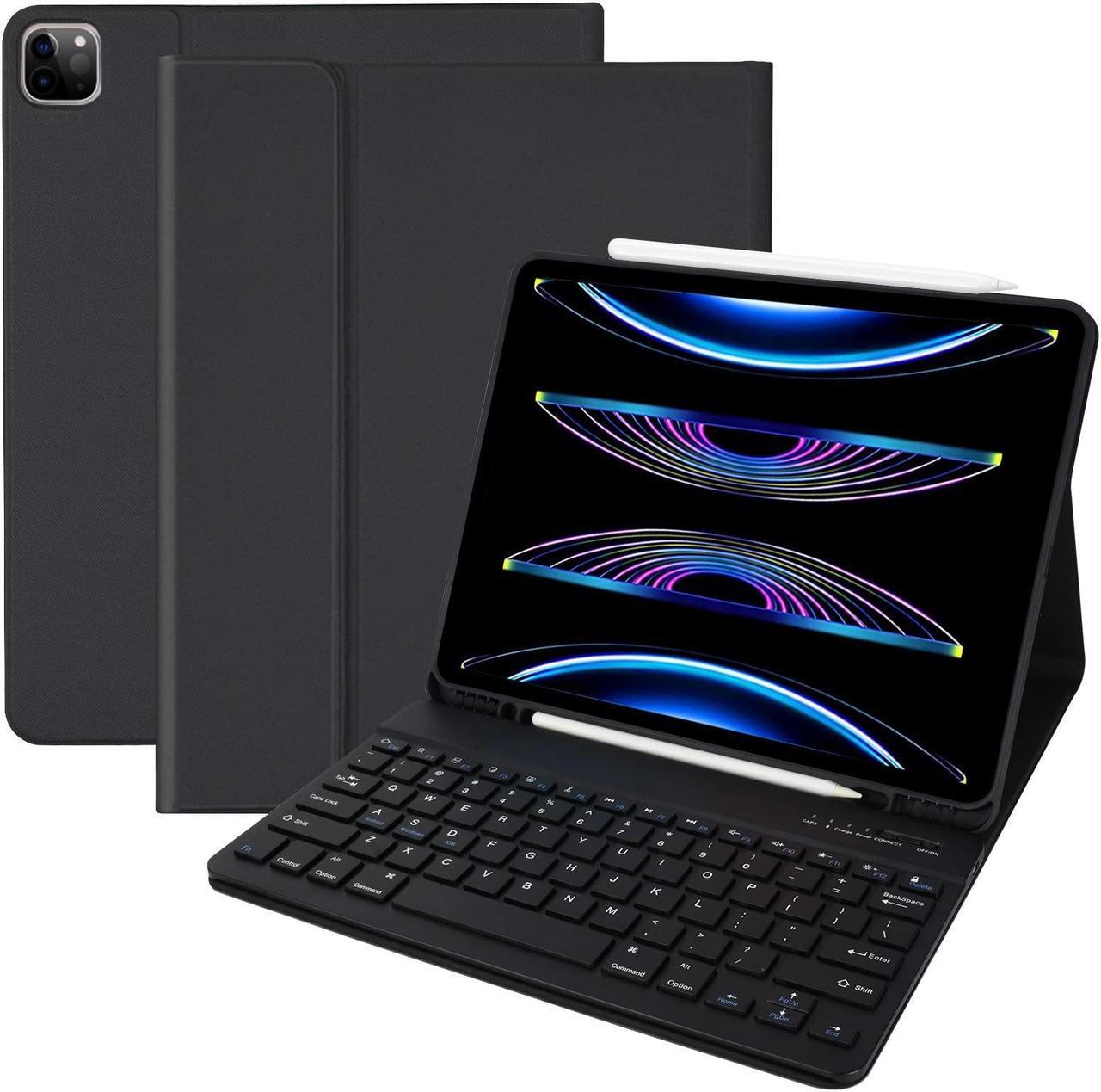 Main image of aMZCaSE for iPad 13-inch M2(2024) Pro 12.9 Case with Keyboard for iPad Pro 12.9 inch(6th,5th,Gen),Bluetooth Magnetic Detachable Wireless Keyboard and Pencil Holder for iPad Air 13 inch Keyboard,Black