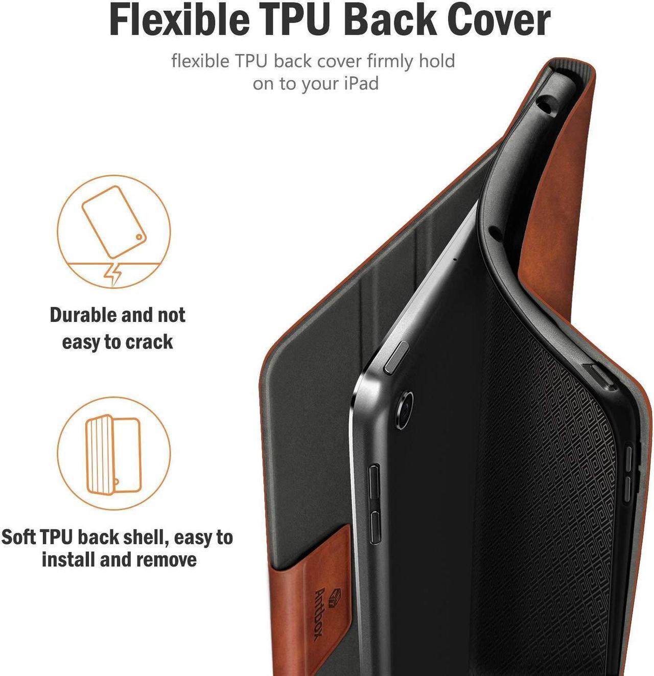 Alt view image 5 of 5 - Antbox Case for iPad 9th Generation/iPad 8th Generation with Pencil Holder Vegan Leather Smart Cover for iPad 10.2'' 9th/8th/7th Gen (Brown)