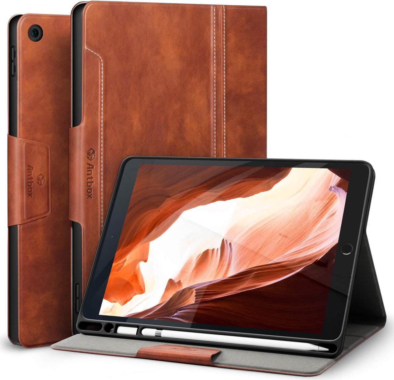 Main image of Antbox Case for iPad 9th Generation/iPad 8th Generation with Pencil Holder Vegan Leather Smart Cover for iPad 10.2'' 9th/8th/7th Gen (Brown)