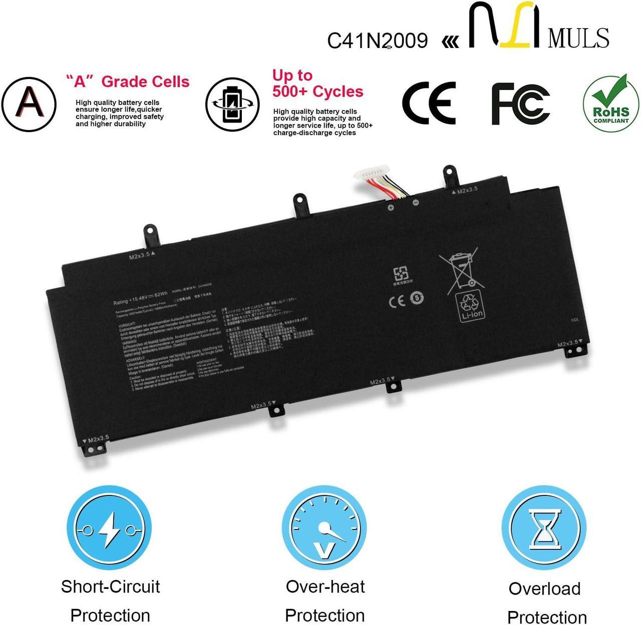 Alt view image 4 of 5 - C41N2009 Laptop Battery Replacement for Asus ROG Flow X13 GV301 GV301QC GV301QE GV301QH GV301RA GV301RC GV301RE PV301 PV301QH GV301QE-K5010T GV301QH-0072A5900H GV301RC-LJ078 GV301RE-LJ057W 62Wh 15.48V