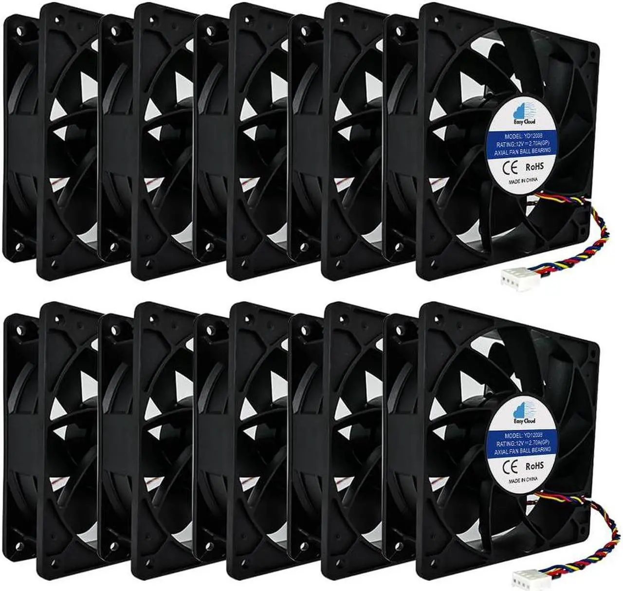 Main image of Mining Fan for Antminer S19/S17+/T17/S9/S19J Miner Mining Machine, Ball Bearings 6000RPM High Speed Replacement Miner Cooling Fan,120x38mm, 4Pin, DC12V, 2.7A - 10 PACK