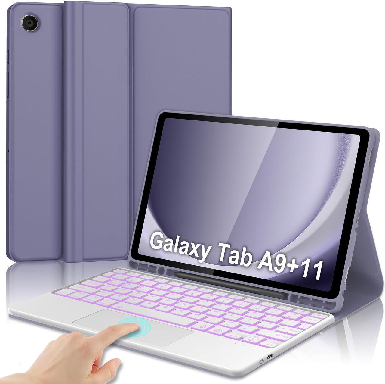 Main image of Keyboard Case for Samsung Galaxy Tab A9 Plus11 inch/ A9+ 5G (Sm-X210/X216/X218), Detachable Wireless Bluetooth Keyboard with Trackpad,7 Colors RGB Backlit, Smart Folio Cover with S Pen Holder-Purple