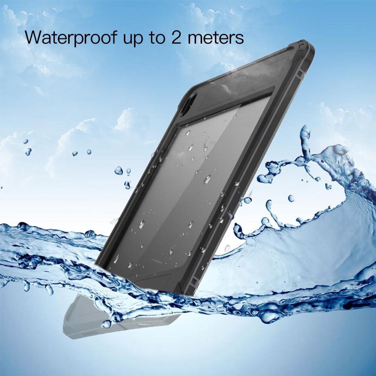 Alt view image 3 of 5 - FONREST IP68 Waterproof Case for iPad Air 6/5/4 Gen 11-inch M2 (2024) w/ [Pencil Holder] [Kickstand] [Lanyard] Shock-Dust-Proof Full-Sealing Watertight Cover Compatible with Magic Keyboard A2902/A2903
