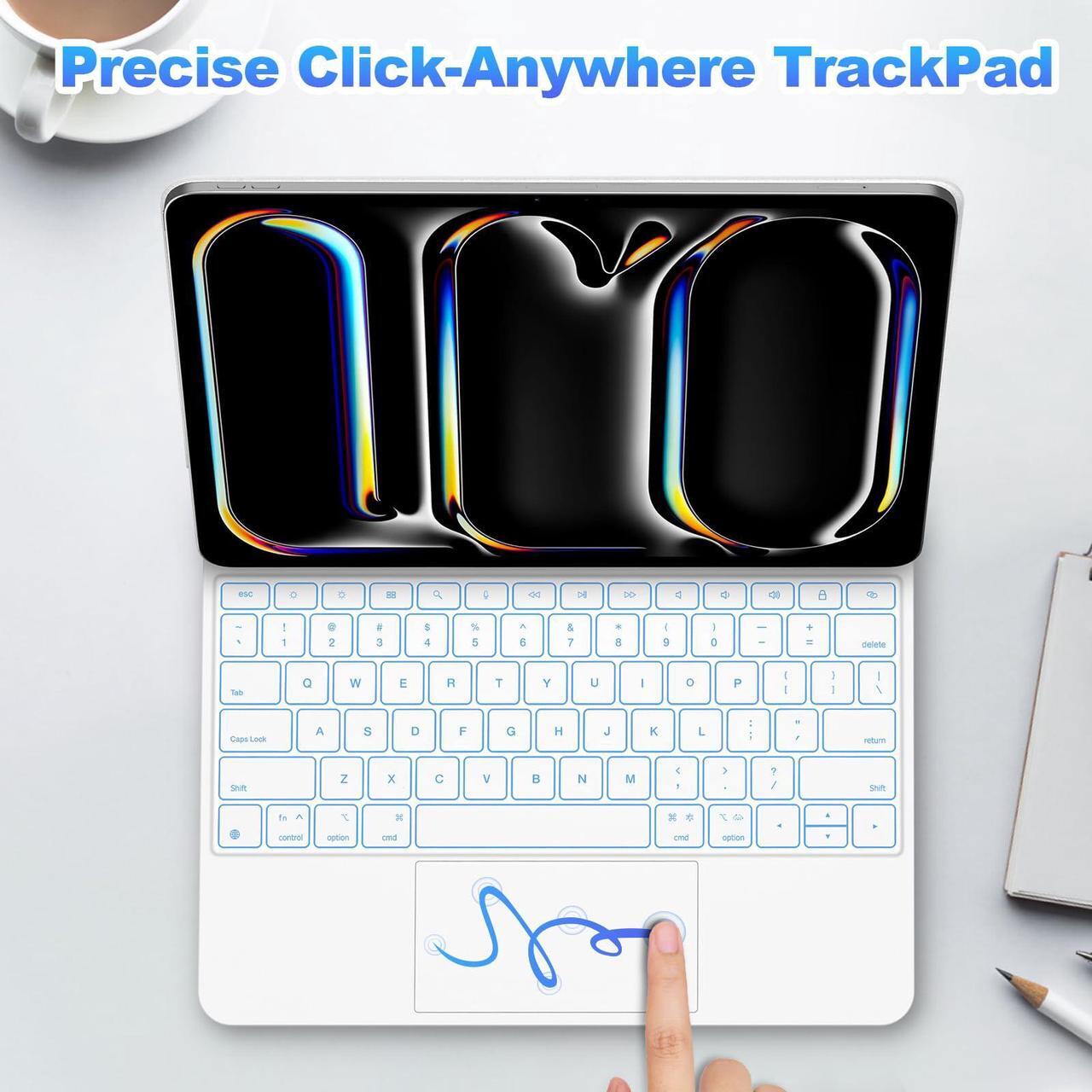 Alt view image 4 of 5 - GOOJODOQ Magic Keyboard Case for iPad Pro 13-inch(M4, 2024),Keyboard Case for iPad Pro 13 with Full Range of Touch Trackpad,7 Color Backlit for iPad Pro 13 Keyboard-White