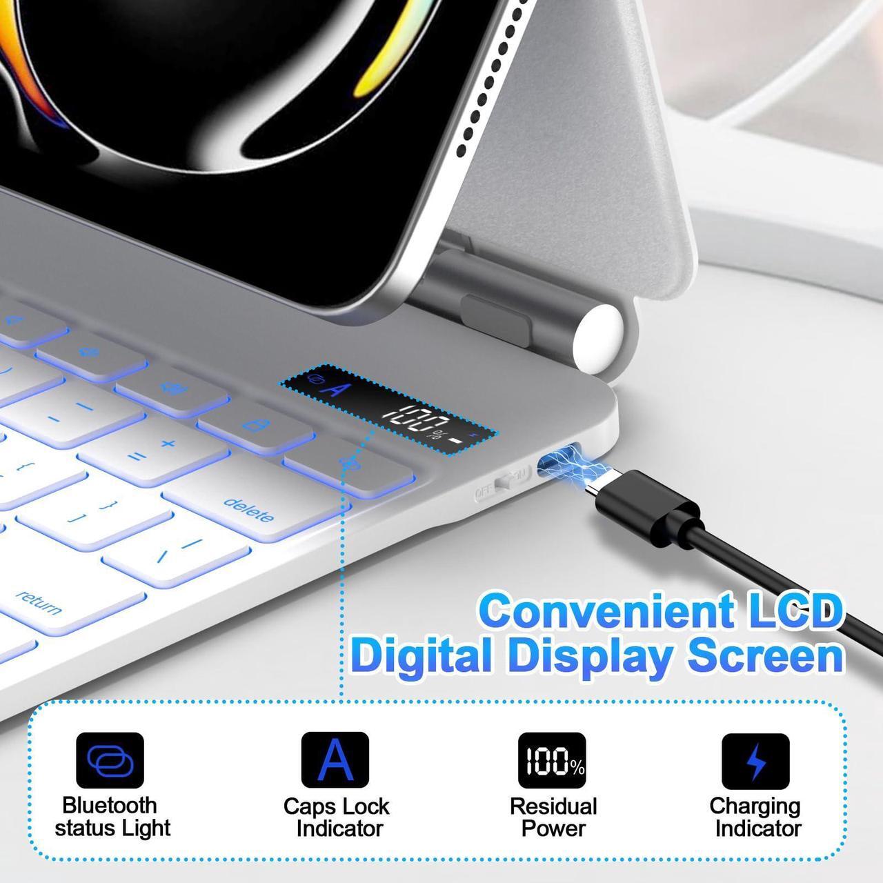 Alt view image 5 of 5 - GOOJODOQ Magic Keyboard Case for iPad Pro 13-inch(M4, 2024),Keyboard Case for iPad Pro 13 with Full Range of Touch Trackpad,7 Color Backlit for iPad Pro 13 Keyboard-White