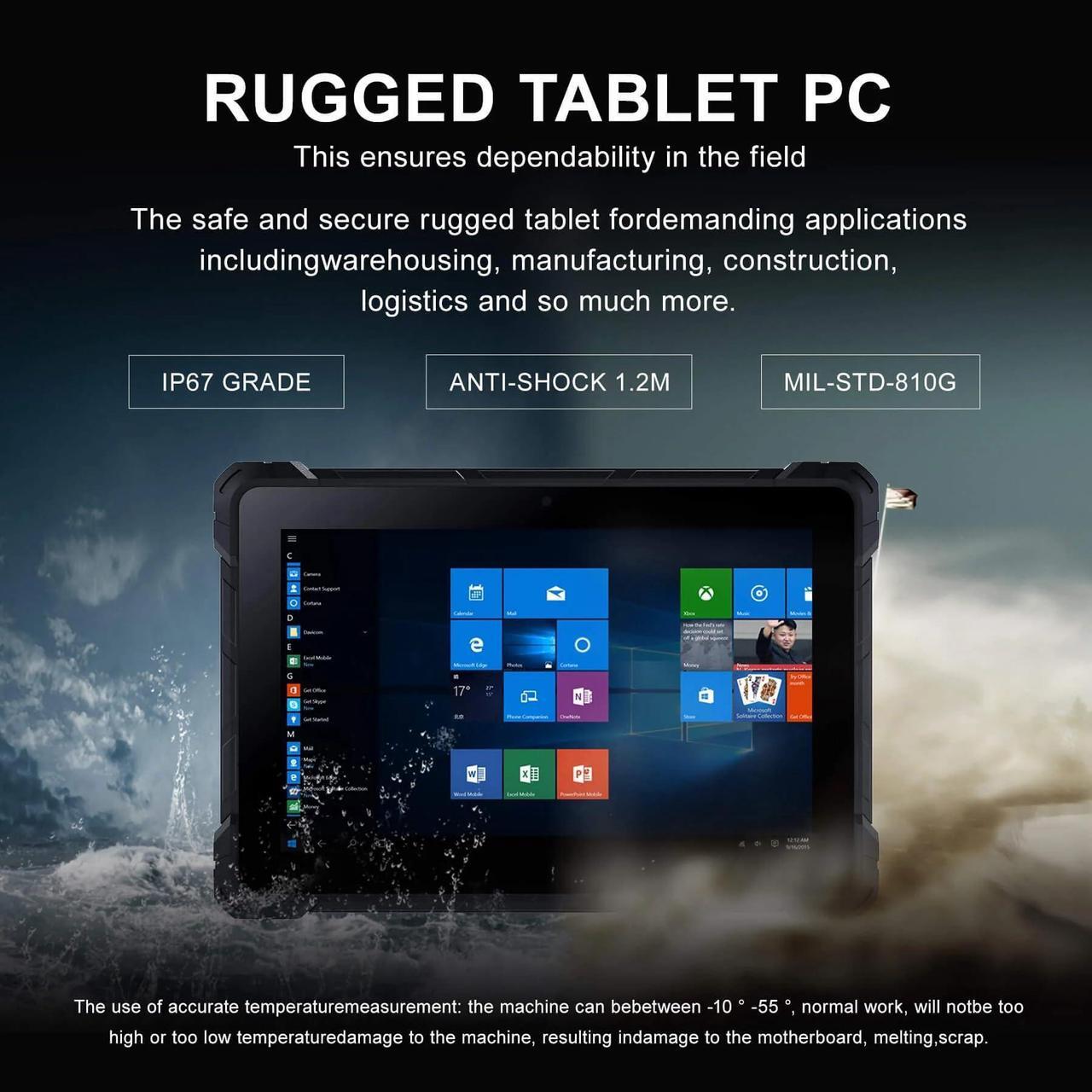 Alt view image 2 of 5 - HEIGAOLA Rugged Tablet Win 11 Pro,Celeron Quad-Core 8GB RAM/128 GB ROM,4G LTE GPS FHD 10.1 INCH Touchscreen HDMI2.0 Tablet PC IP67 Waterproof,16000mAh Battery,BT 5.2 WiFi 5 Ethernet