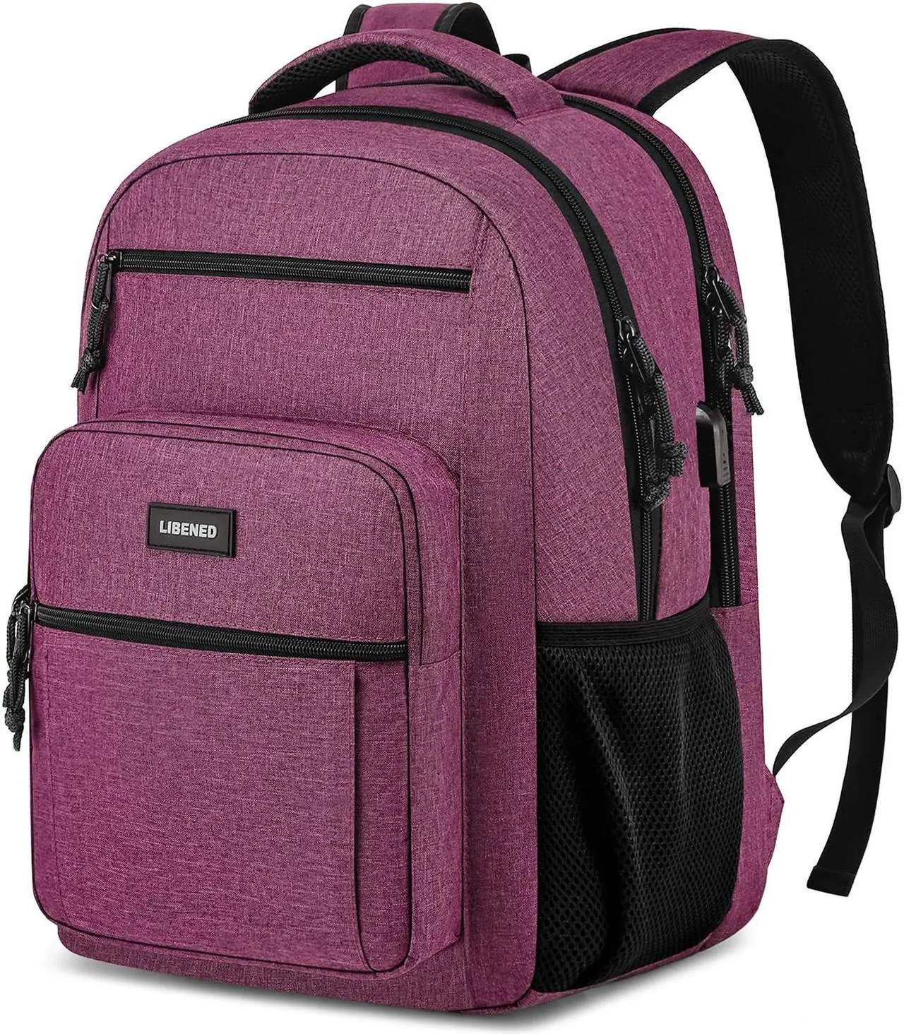 Main image of LIBENED School Backpack for Teens Girls and Boys, Lightweight and Sturdy Bookbag for College with USB Charging Port, Red