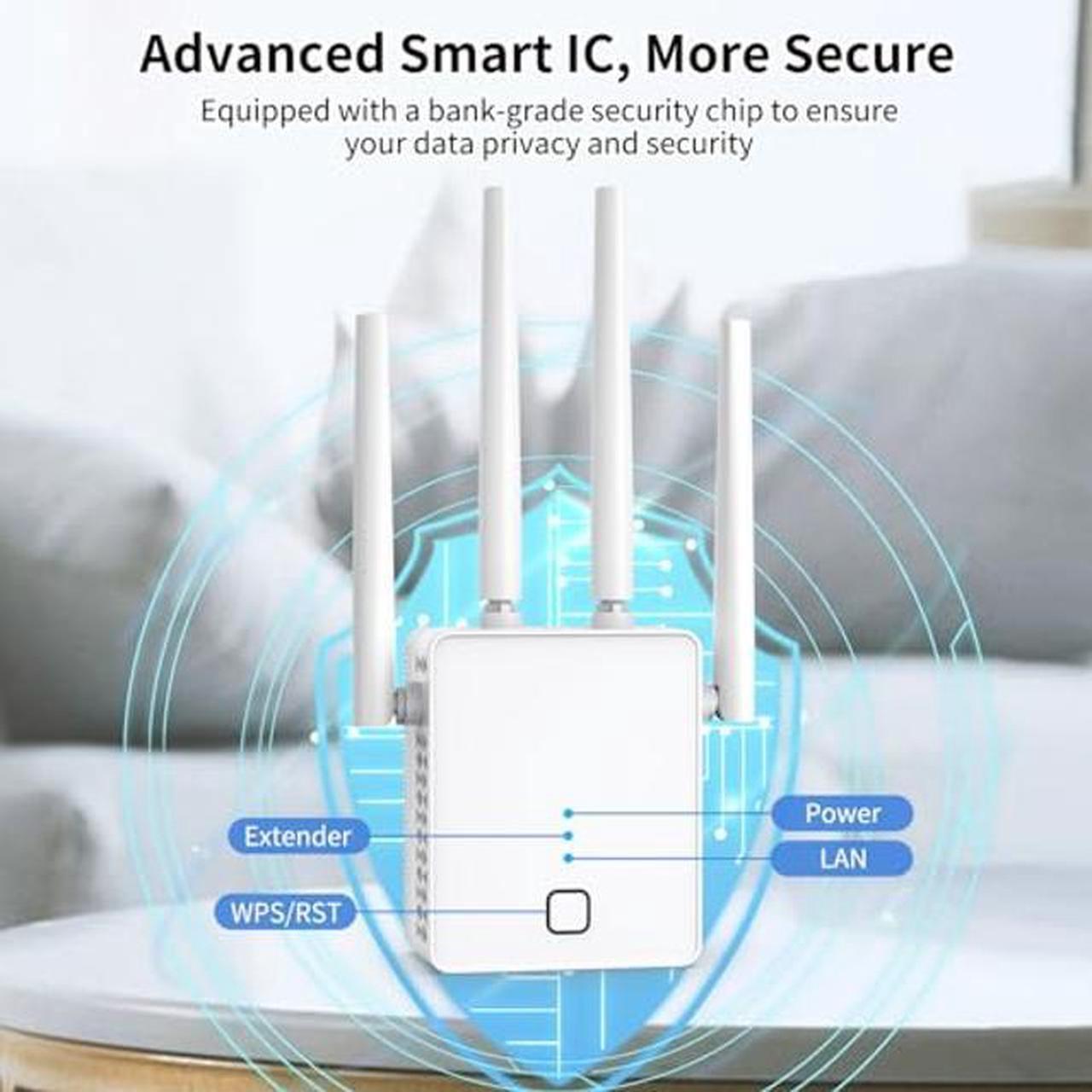 Alt view image 4 of 5 - WiFi Extender, 2024 Fastest WiFi Booster 1200Mbps Dual Band (5GHz/2.4GHz) WiFi Extenders Signal Booster for Home, WiFi Repeater with Ethernet Port Covers up to 10000sq. ft and 55 Devices