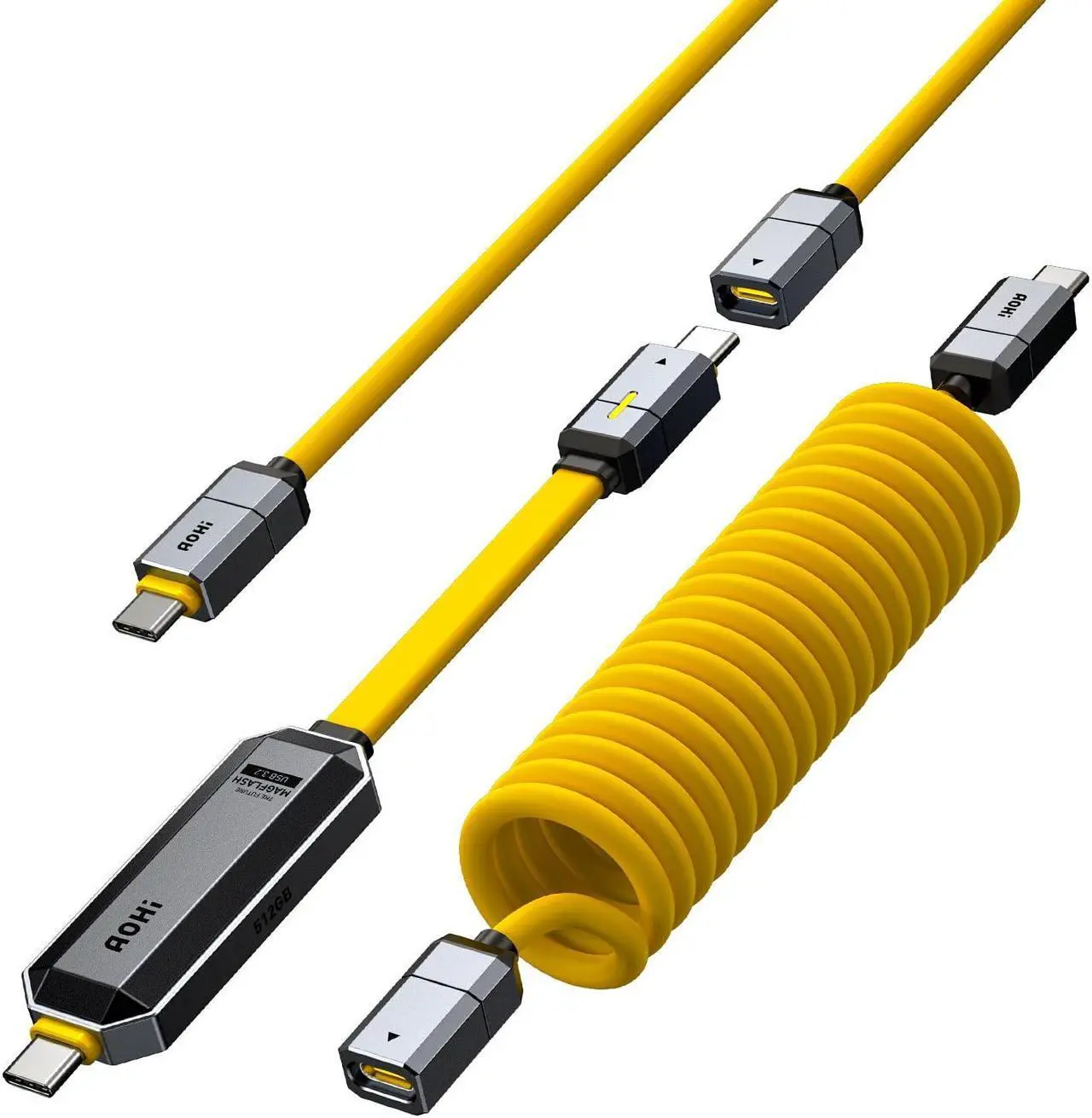 Main image of AOHI DIY 240W USB C Cable Set with 512GB USB C Flash Drive, 2-in-1 PD 3.1 Fast Charging and Data Storage Cable Set with USB 3.2 Gen2 Type C SSD USB Drive for MacBook, iPhone 16,Galaxy S24,Amber