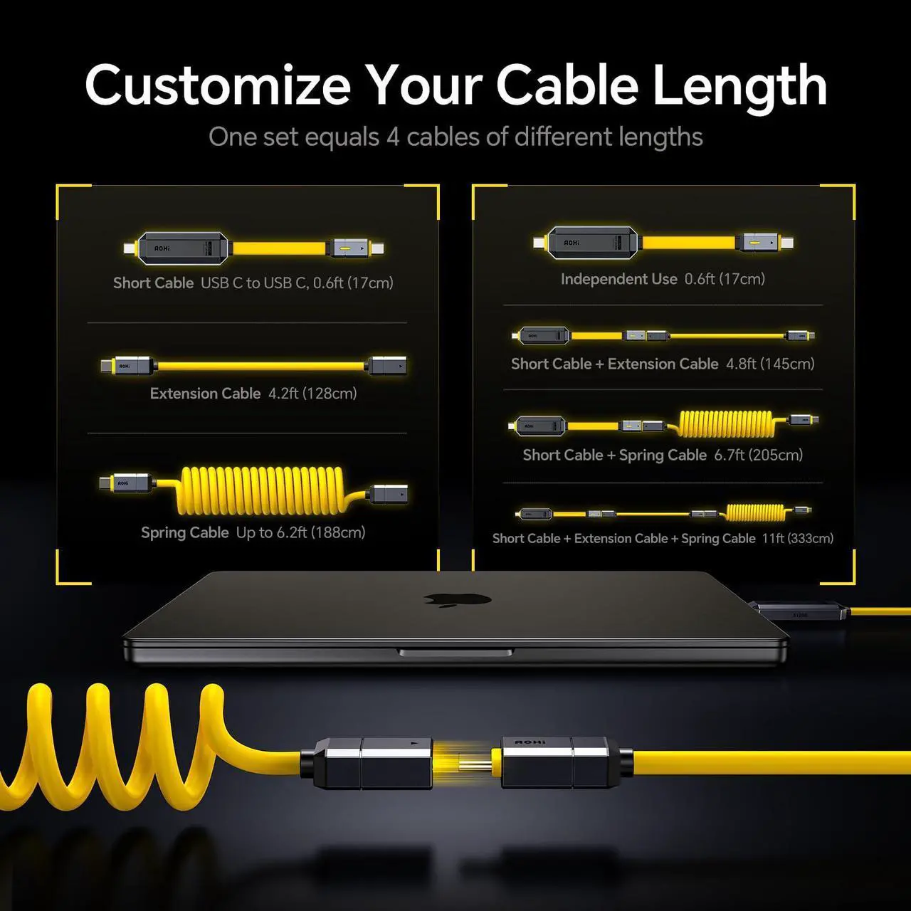 Alt view image 3 of 5 - AOHI DIY 240W USB C Cable Set with 512GB USB C Flash Drive, 2-in-1 PD 3.1 Fast Charging and Data Storage Cable Set with USB 3.2 Gen2 Type C SSD USB Drive for MacBook, iPhone 16,Galaxy S24,Amber