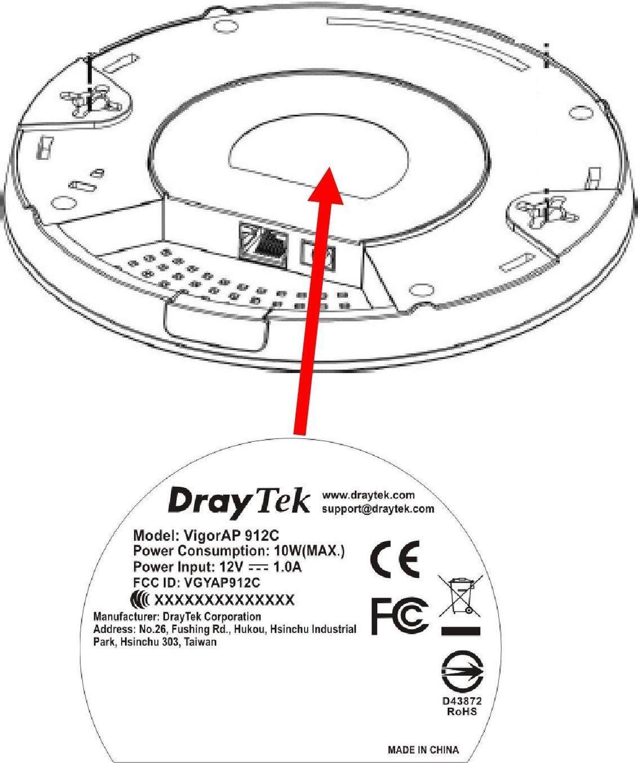 Alt view image 5 of 5 - DrayTek VigorAP 912C Ceiling Mesh Wireless 802.11ac Range Extender and Access Point