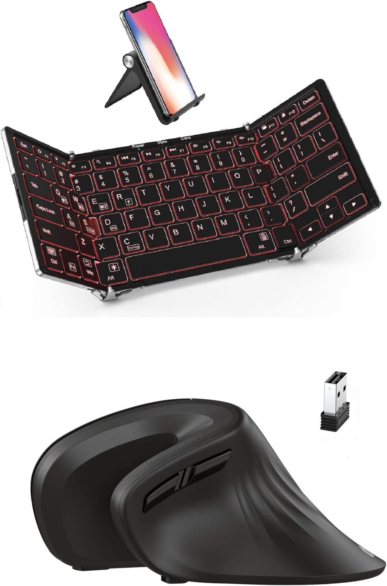 Main image of iClever BK05 Bluetooth Keyboard with 3-Color Backlight, Bluetooth 5.1 Multi-Device Foldable Keyboard with Aluminum Alloy Base for iOS Windows Android Tablets, Smartphones, Laptops, PC and More