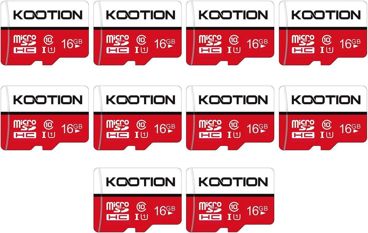 Main image of KOOTION 10 Pack 16GB Micro SD Card Class-10 Micro SDHC Card 16 gb UHS-I High Speed TF Card R Flash C10 U1 Memory Card