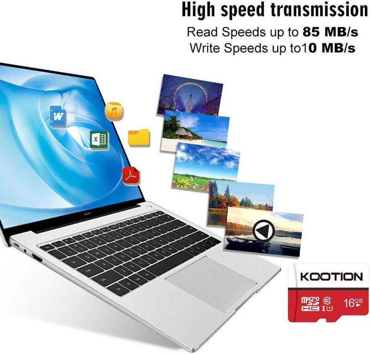 Alt view image 2 of 5 - KOOTION 10 Pack 16GB Micro SD Card Class-10 Micro SDHC Card 16 gb UHS-I High Speed TF Card R Flash C10 U1 Memory Card