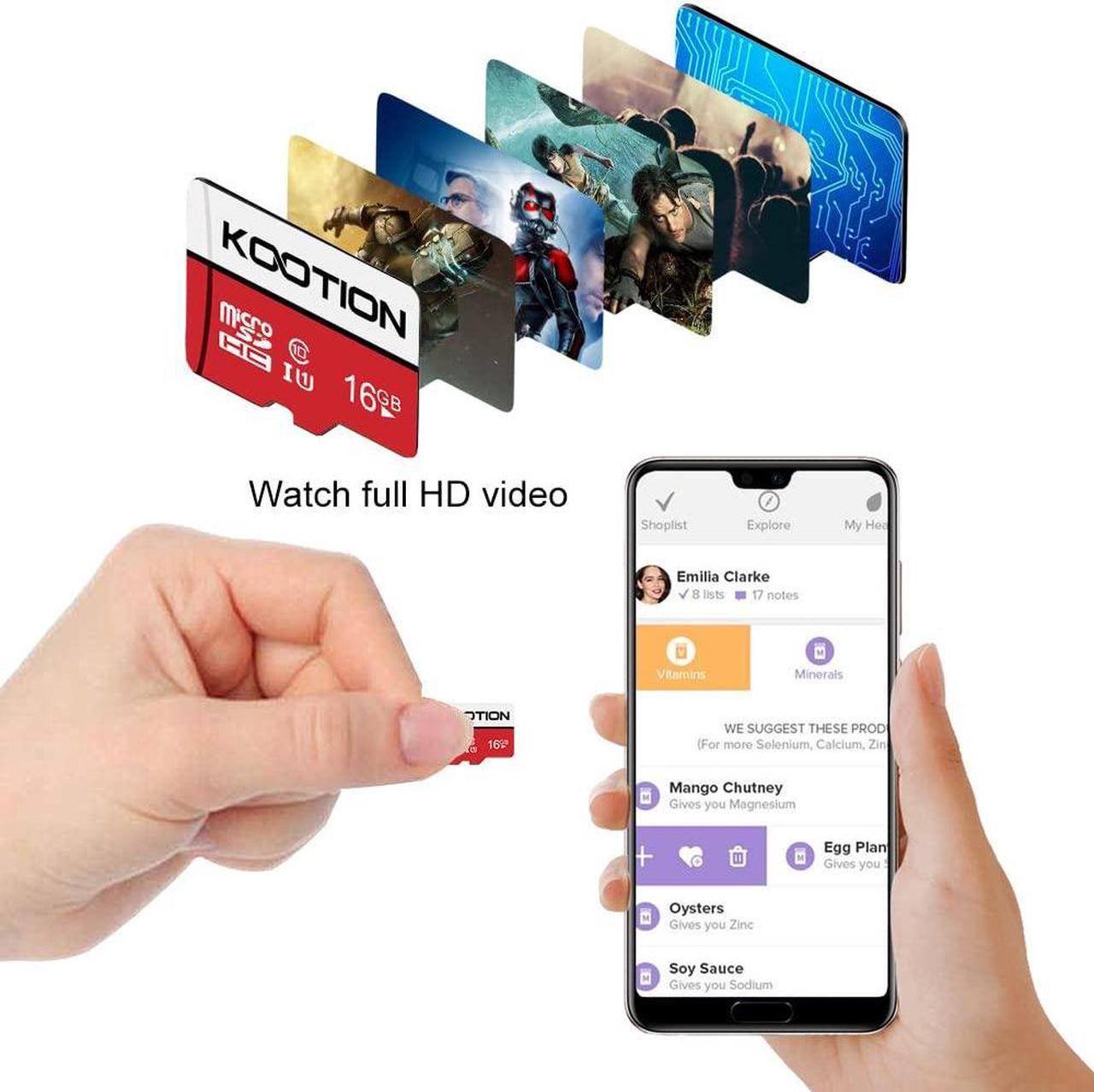 Alt view image 5 of 5 - KOOTION 10 Pack 16GB Micro SD Card Class-10 Micro SDHC Card 16 gb UHS-I High Speed TF Card R Flash C10 U1 Memory Card