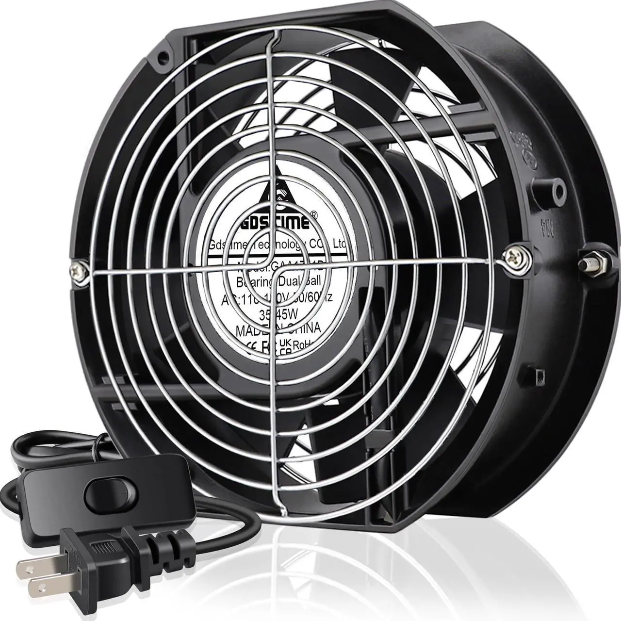 Main image of GDSTIME Axial Fan 17251, 110V 120V AC 172mm x 150mm x 51mm Dual Ball Bearing High Speed for DIY Cooling Ventilation Exhaust Projects