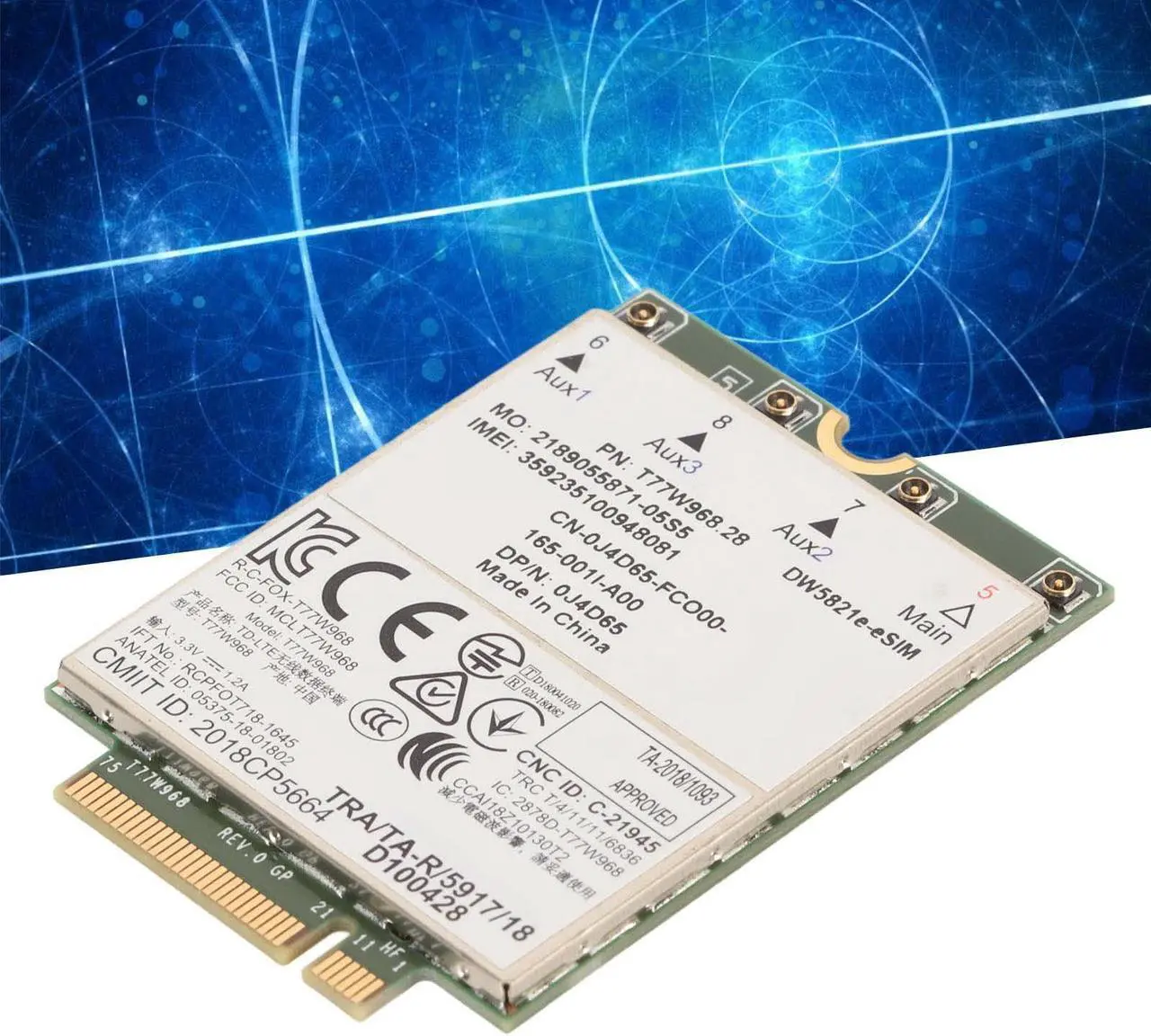 Alt view image 2 of 5 - 4G Module Card, 77W968 DW5821e CAT16 1GBPS Networking Card, Support Support E eSIM Network Card for Dell Laptop