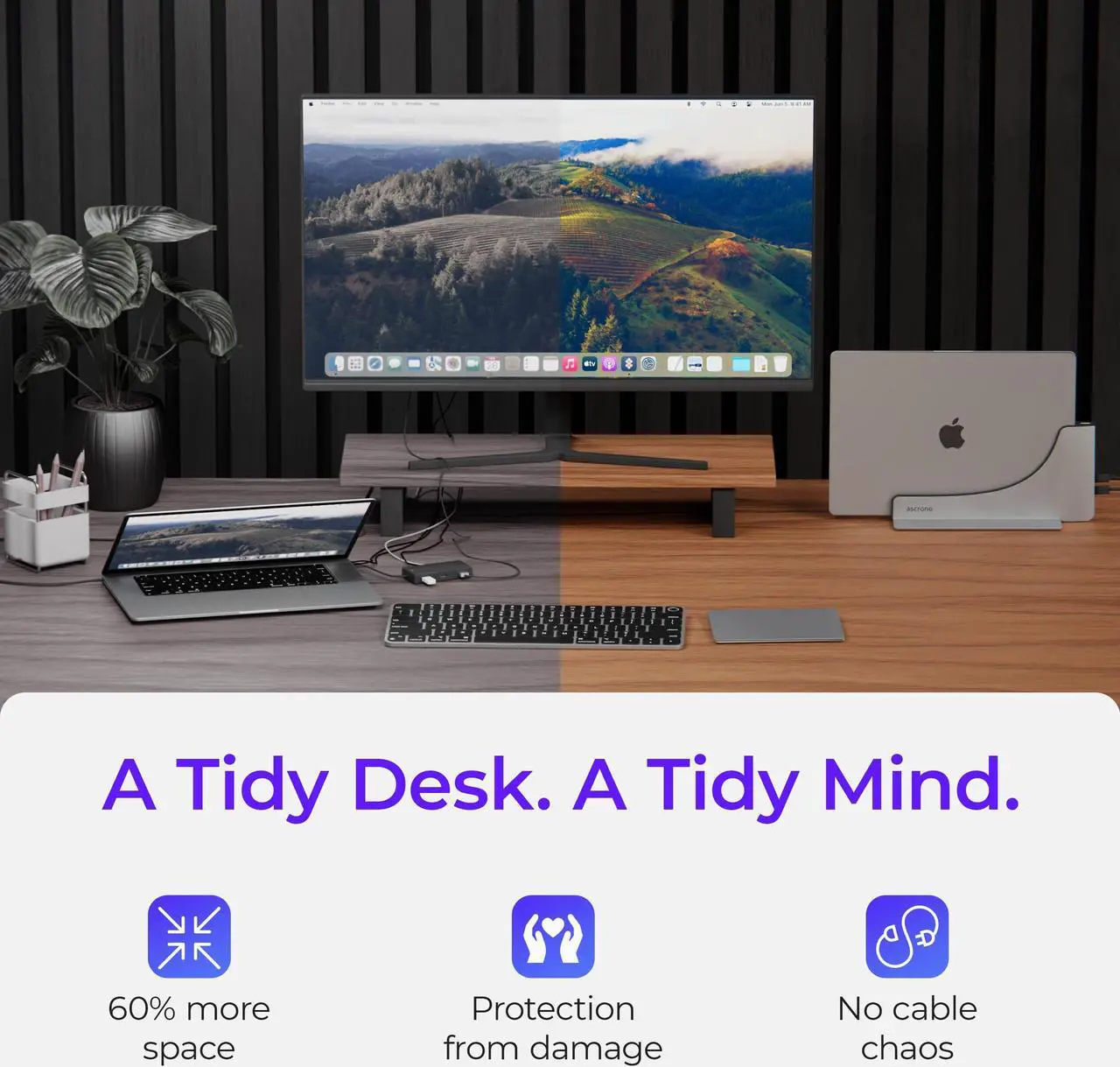 Alt view image 3 of 5 - Ascrono Dock for 15" Apple MacBook Air - Docking Station - Connect Dual Displays with Two Thunderbolt 4 USB-C Ports - Mac Docking Station Hub - Supports MacBook Air 15" (M2 2023 & M3 2024)