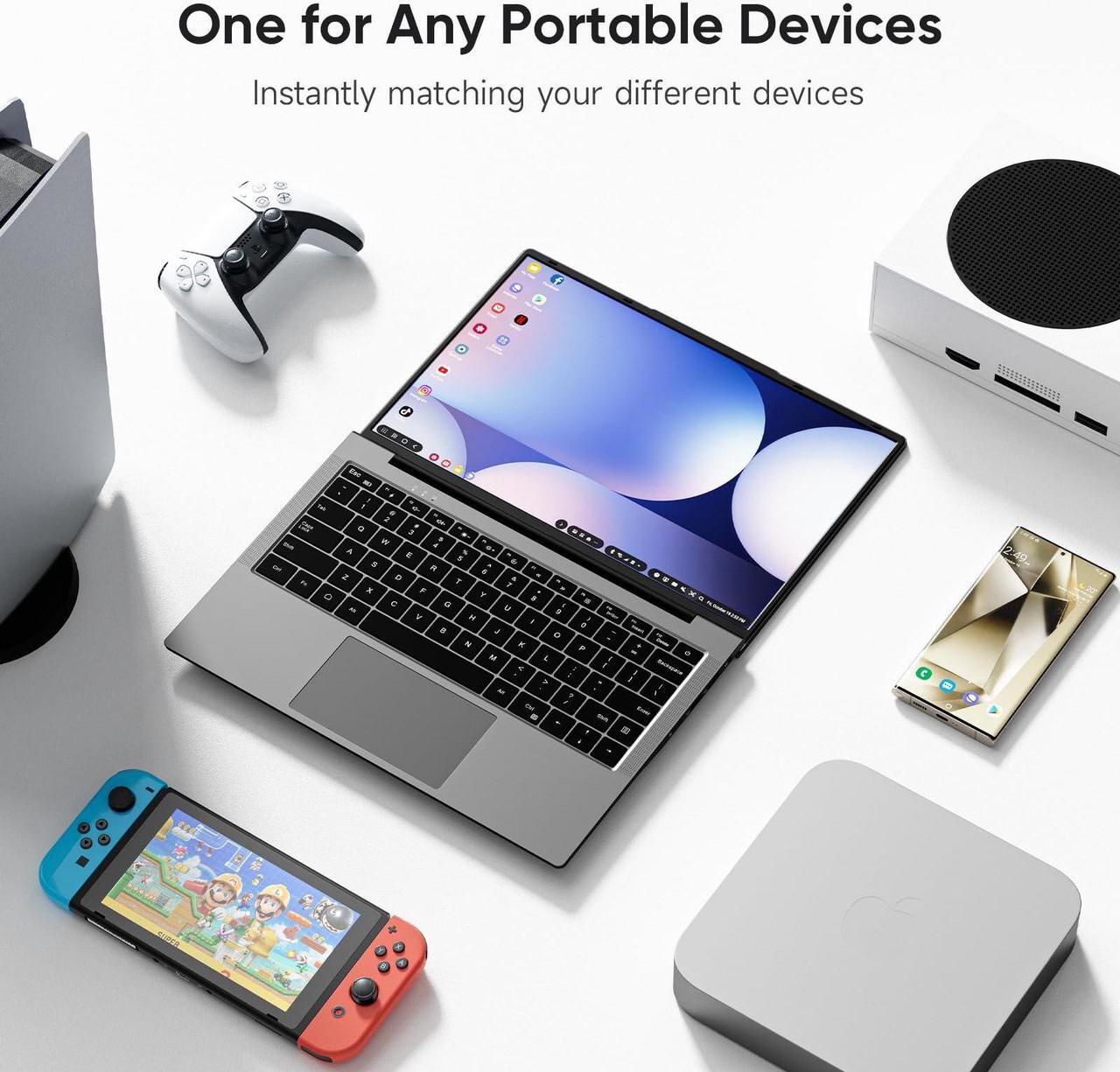 Alt view image 4 of 5 - 14.1 inch Lapdock for Samsung DeX and Mac Mini, Lap Experience for Samsung Phone and Mini PC, Portable Monitor with Keyboard Compatible with Samsung S24/23, Z Fold 6/5, Note 20/10, Steam Deck - Grey