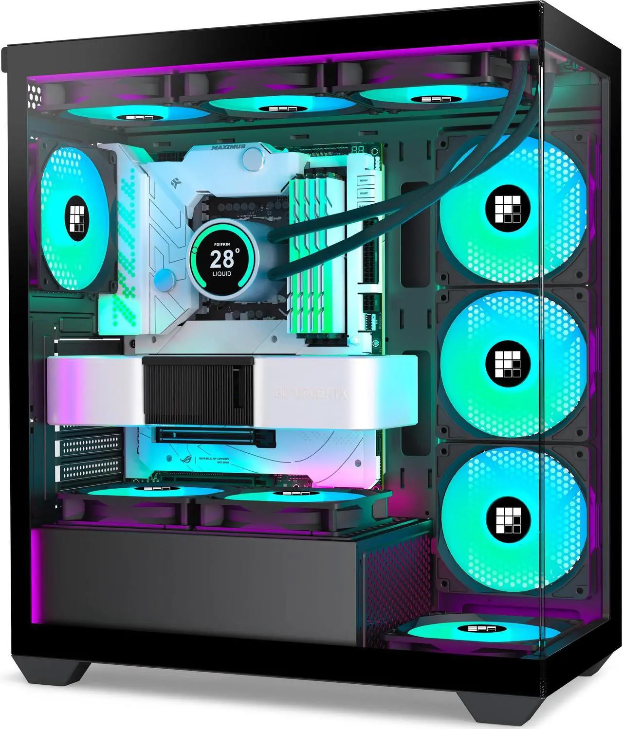 Main image of FOIFKIN PC Case - Pre-Installed 3 PWM ARGB Fan, ATX Mid-Tower Gaming PC Case, with Type-C, F3 Black