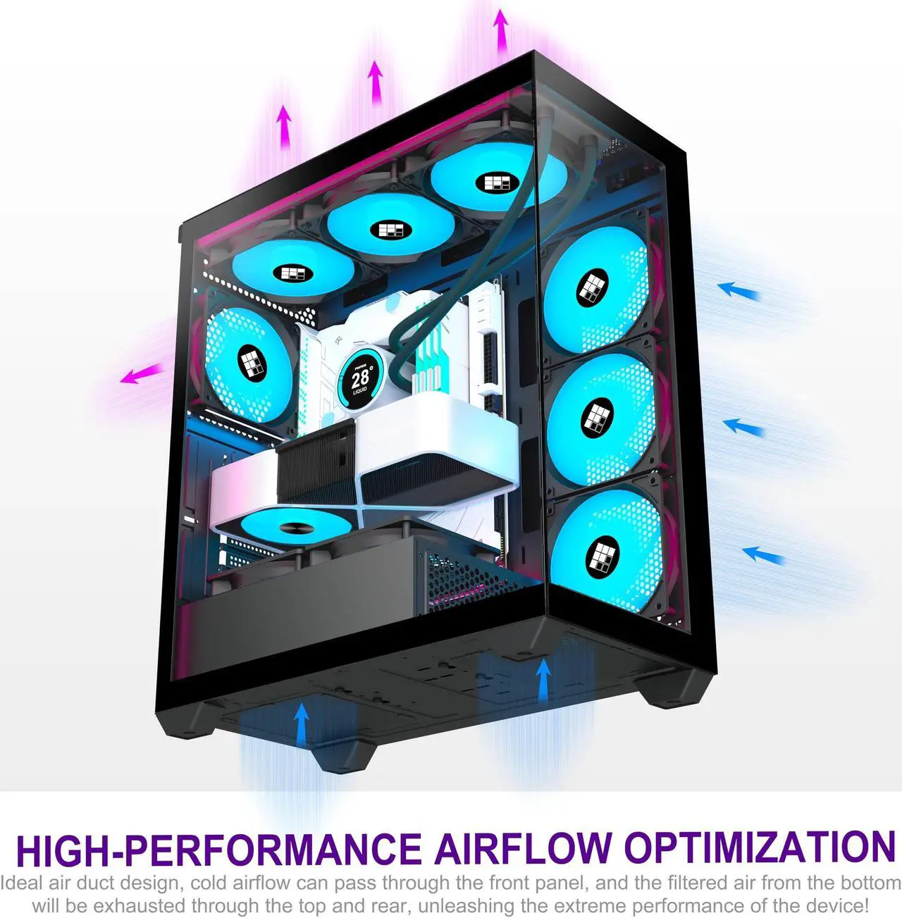 Alt view image 4 of 5 - FOIFKIN PC Case - Pre-Installed 3 PWM ARGB Fan, ATX Mid-Tower Gaming PC Case, with Type-C, F3 Black