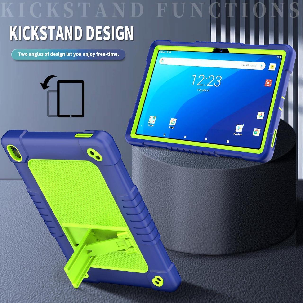 Alt view image 2 of 5 - Kebiory for Walmart Onn 10.1 2024 Tablet Case Shockproof for Kid Kids Friendly Case Built in Shoulder Strap Stand+2 Pcs Screen Protector for Walmart Onn 10.1 2024 Model 100135925 (Navygreen+2Pcs)
