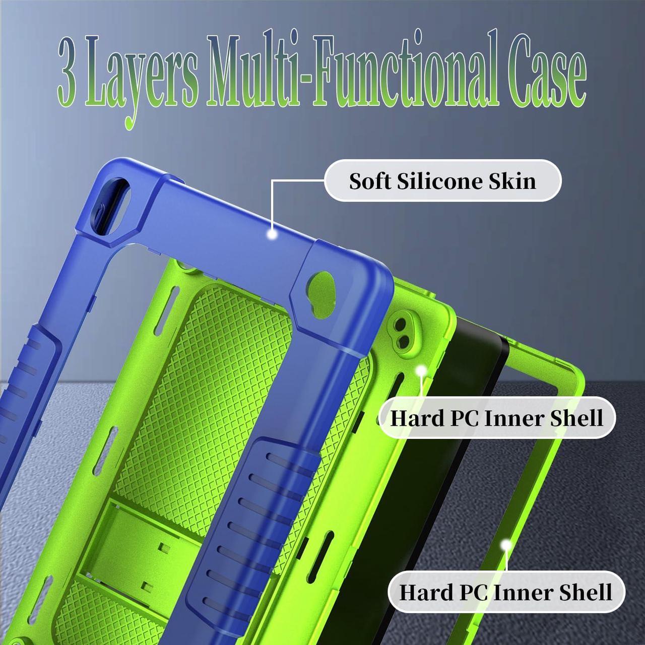 Alt view image 4 of 5 - Kebiory for Walmart Onn 10.1 2024 Tablet Case Shockproof for Kid Kids Friendly Case Built in Shoulder Strap Stand+2 Pcs Screen Protector for Walmart Onn 10.1 2024 Model 100135925 (Navygreen+2Pcs)