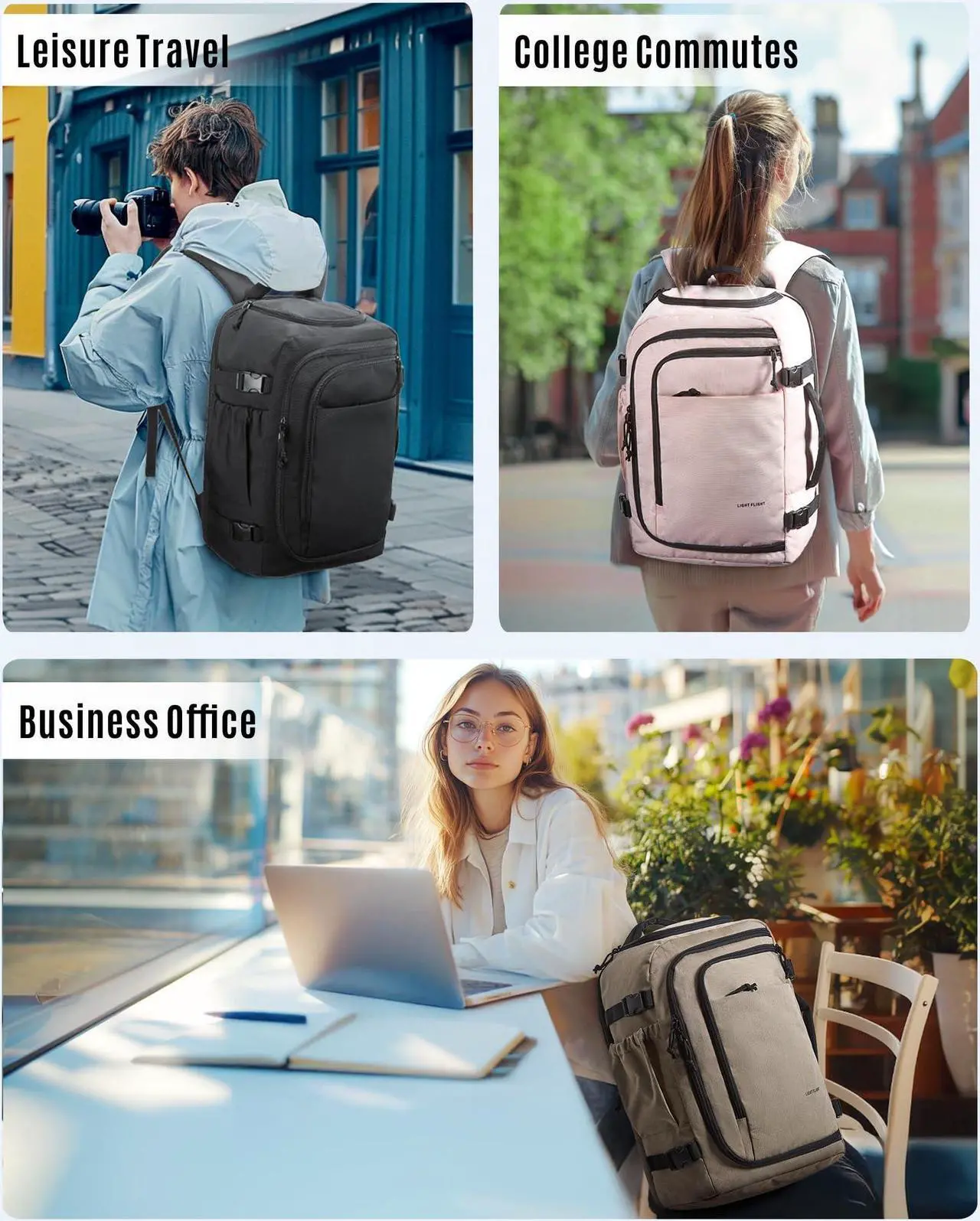 Alt view image 2 of 5 - LIGHT FLIGHT Travel Backpack, TSA Friendly Flight Approved Carry on Backpack Water-resistant Lightweight Business Large Weekender Bag Casual Daypack 17.3" Laptop Backpack for Men Women, Brown