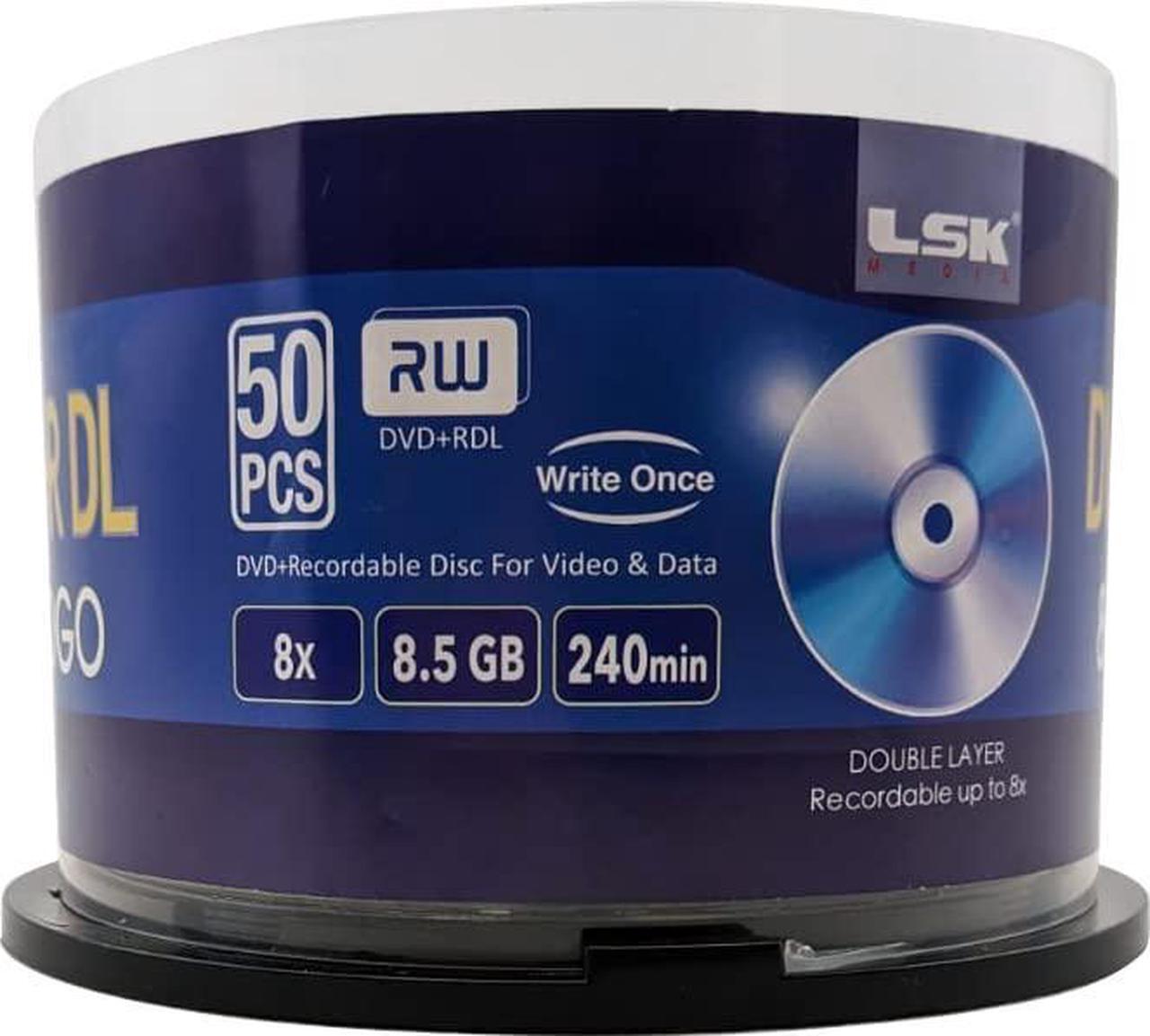 Alt view image 3 of 5 - DVD+R DL Double Layer Logo 8X 8.5GB 240min Video - LSK Media Logo Top, 100 Discs, 2-Pack, 50 Pack in Spindle | Blank DVDs for Burning Video | DVD Discs Blank | Recordable DVDs