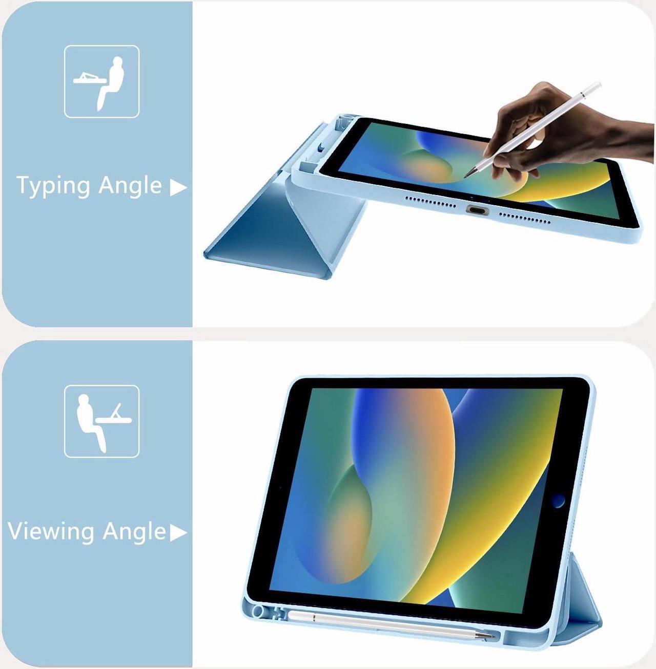 Alt view image 5 of 5 - Cute Whale for iPad Pro 10.5 Inch 2017 Air 3 Case with Pencil Holder, Foldable Blue Leather Cover Case, Support Auto Sleep Wake