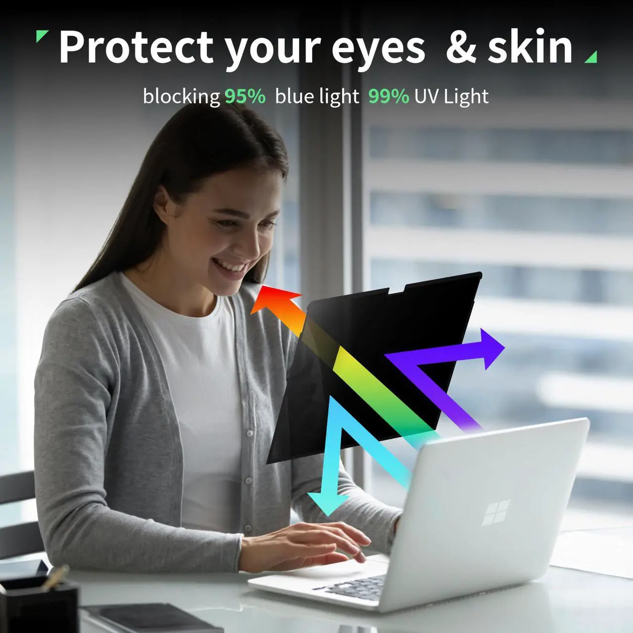 Alt view image 4 of 5 - Nano 13.5 Inch Privacy Screen for Microsoft Surface Laptop 6/5/4/3/2/1, Removable Film Anti-Spy Filter Black Security Protector, Anti Glare Blue Light Shield Matte Screen Guard